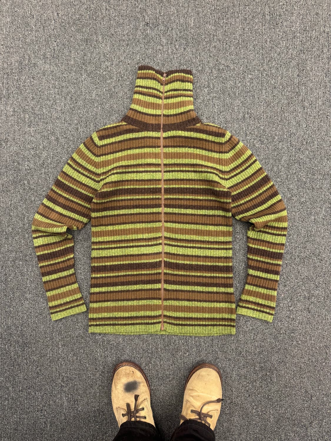 Junko Shimada 빈티지 여성 스트라이프 목포라 니트집업 상품이미지1