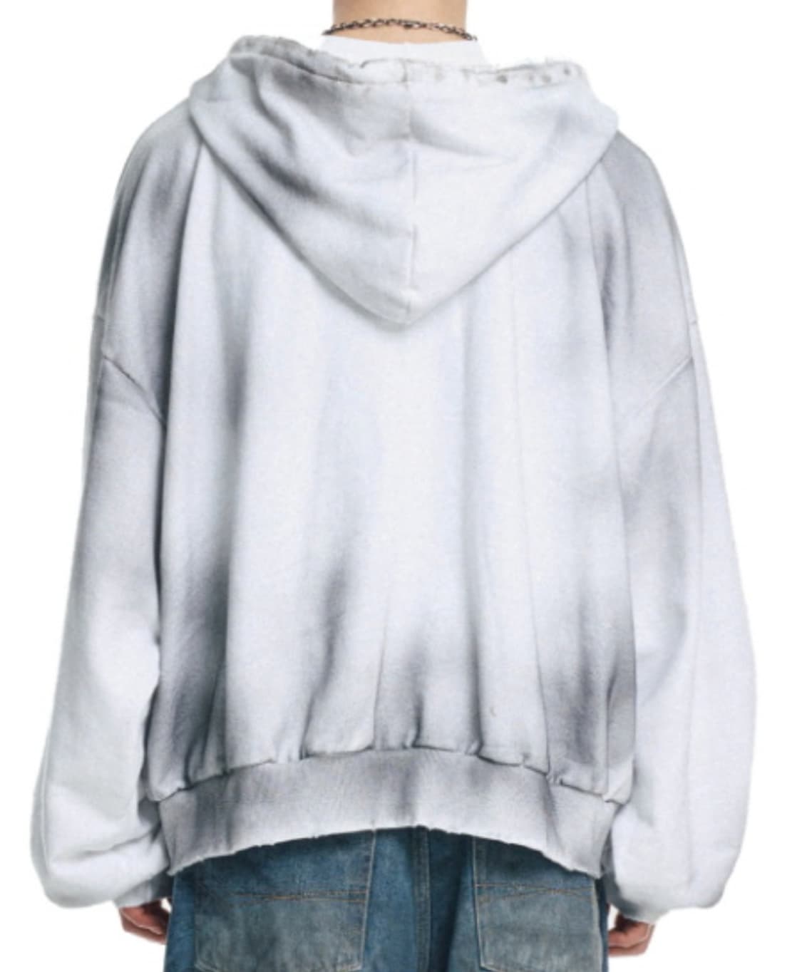 EASYNOEASY 더티 화이트 워시드 패치 후드집업 상품이미지2