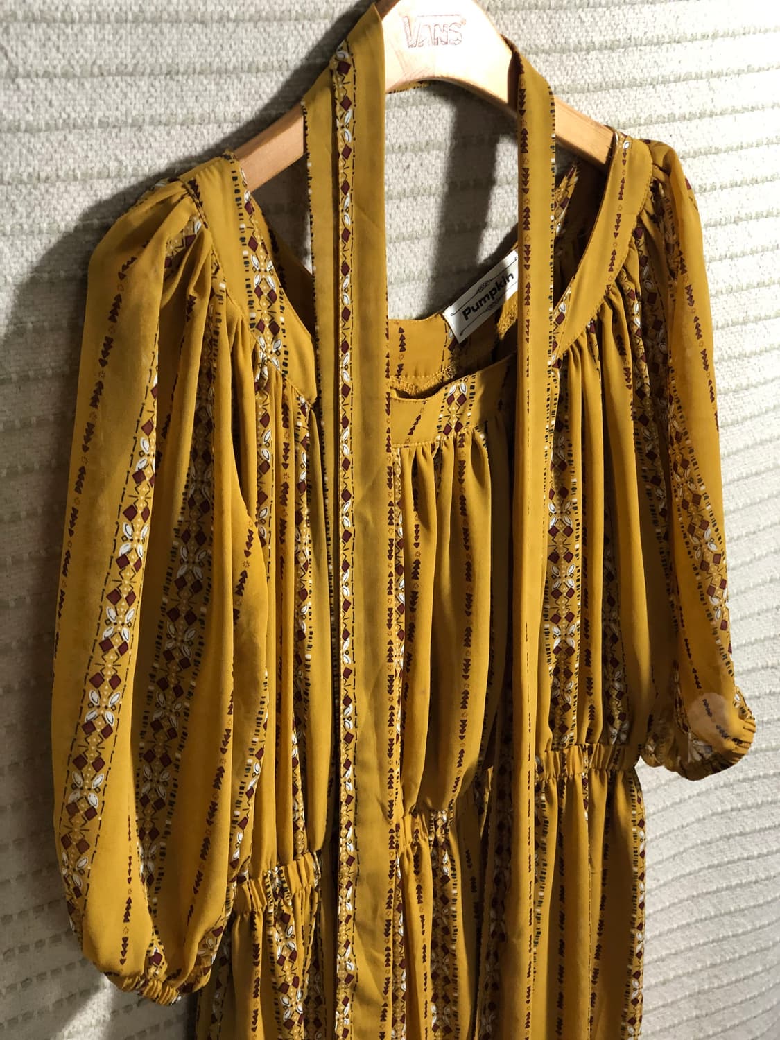 빈티지 머스터드 쉬폰 5부 모리걸 롱 원피스 상품이미지3