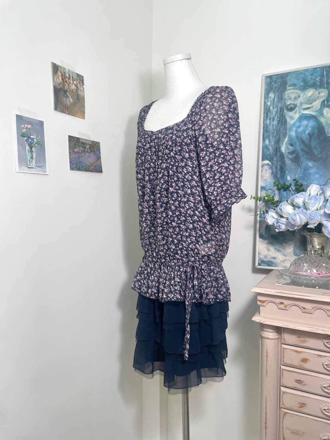 navy flower ruffle fairy 2pcs set 상품이미지2