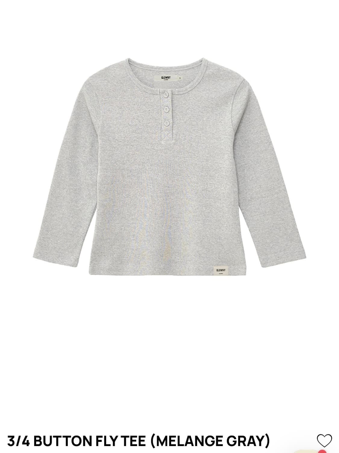 (새상품) GLOWNY 3/4 Button fly tee / 멜란지 M 상품이미지1