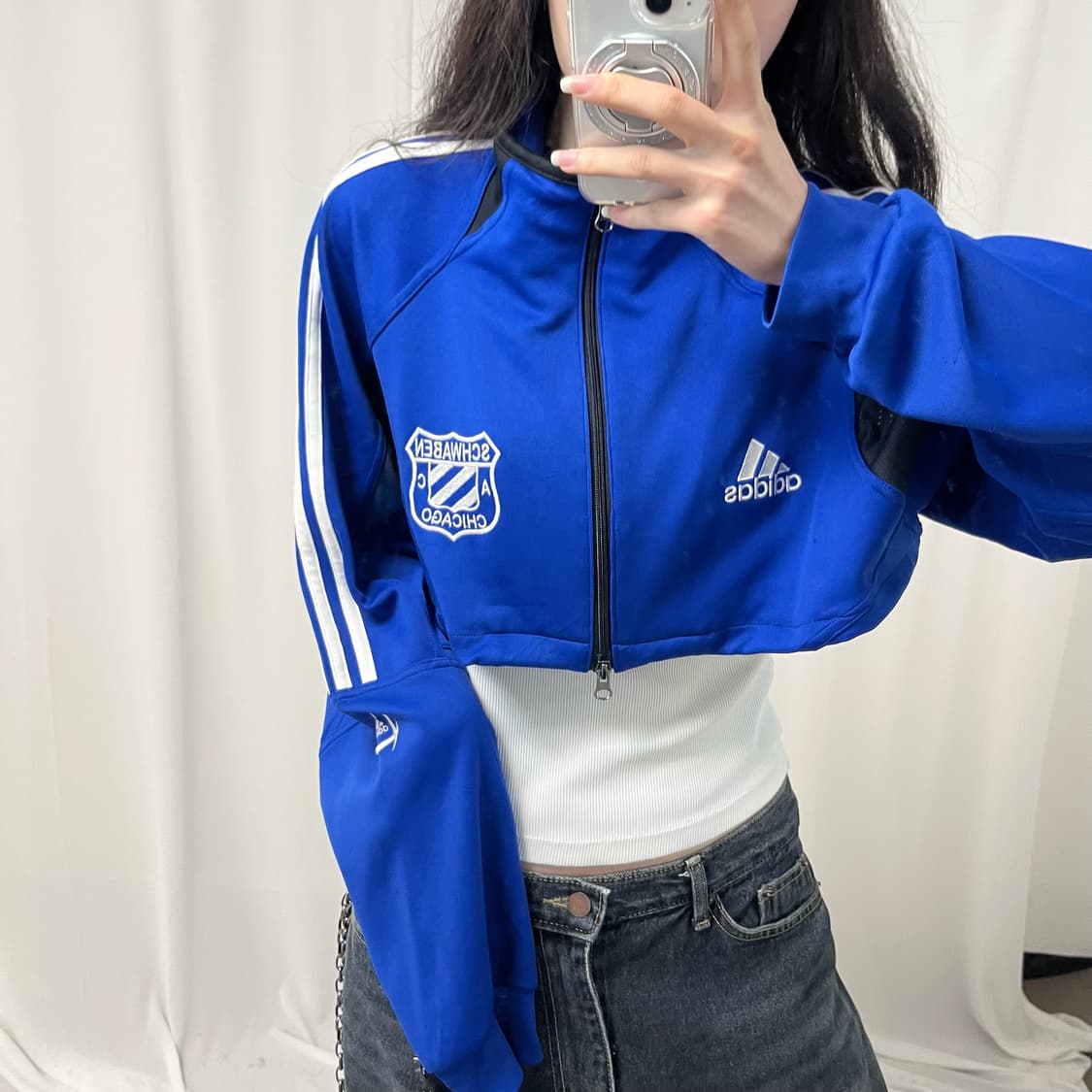 Adidas blue cropped custom jersey 상품이미지3