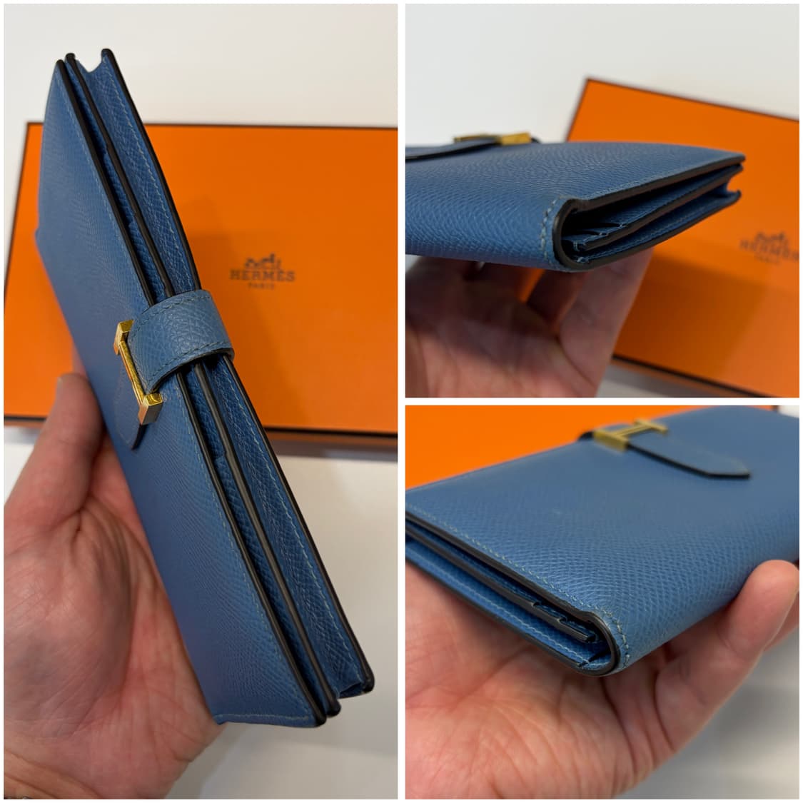 에르메스 베안 장지갑 아주르 금장 C각인 상품이미지10