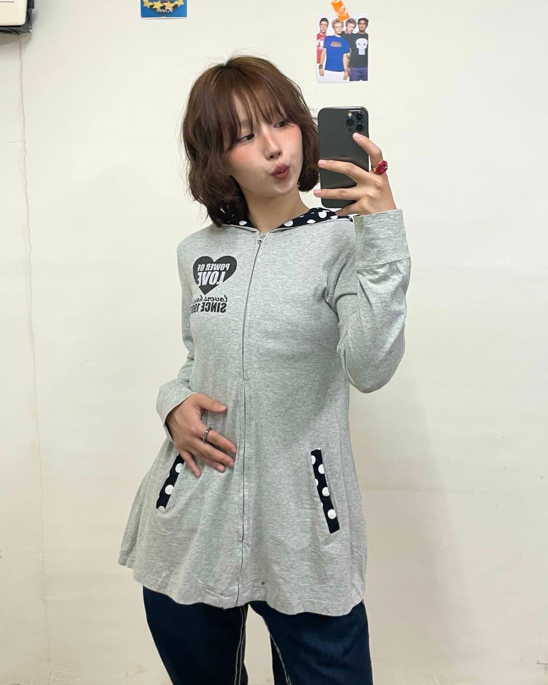 Dot Panda Long Flare Hooded Zip-Up 상품이미지1