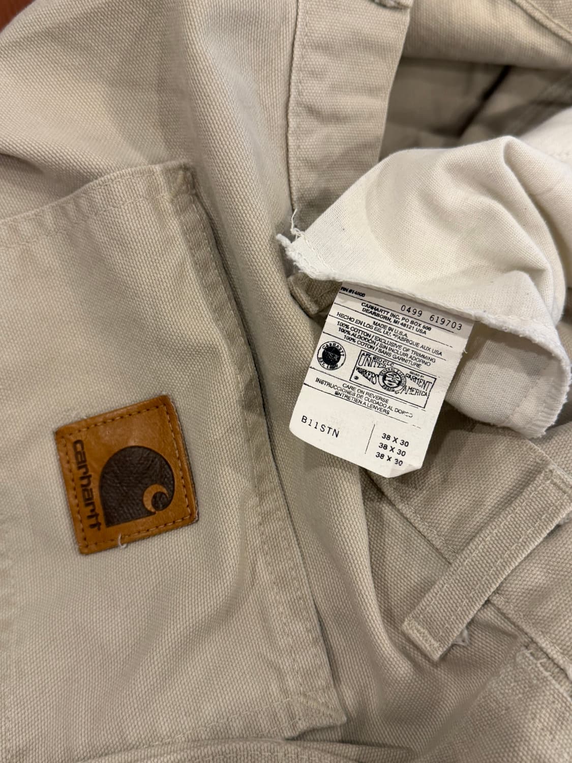 90s Carhartt 칼하트 덕 캔버스 싱글니 카펜터 워크 팬츠 USA 상품이미지10
