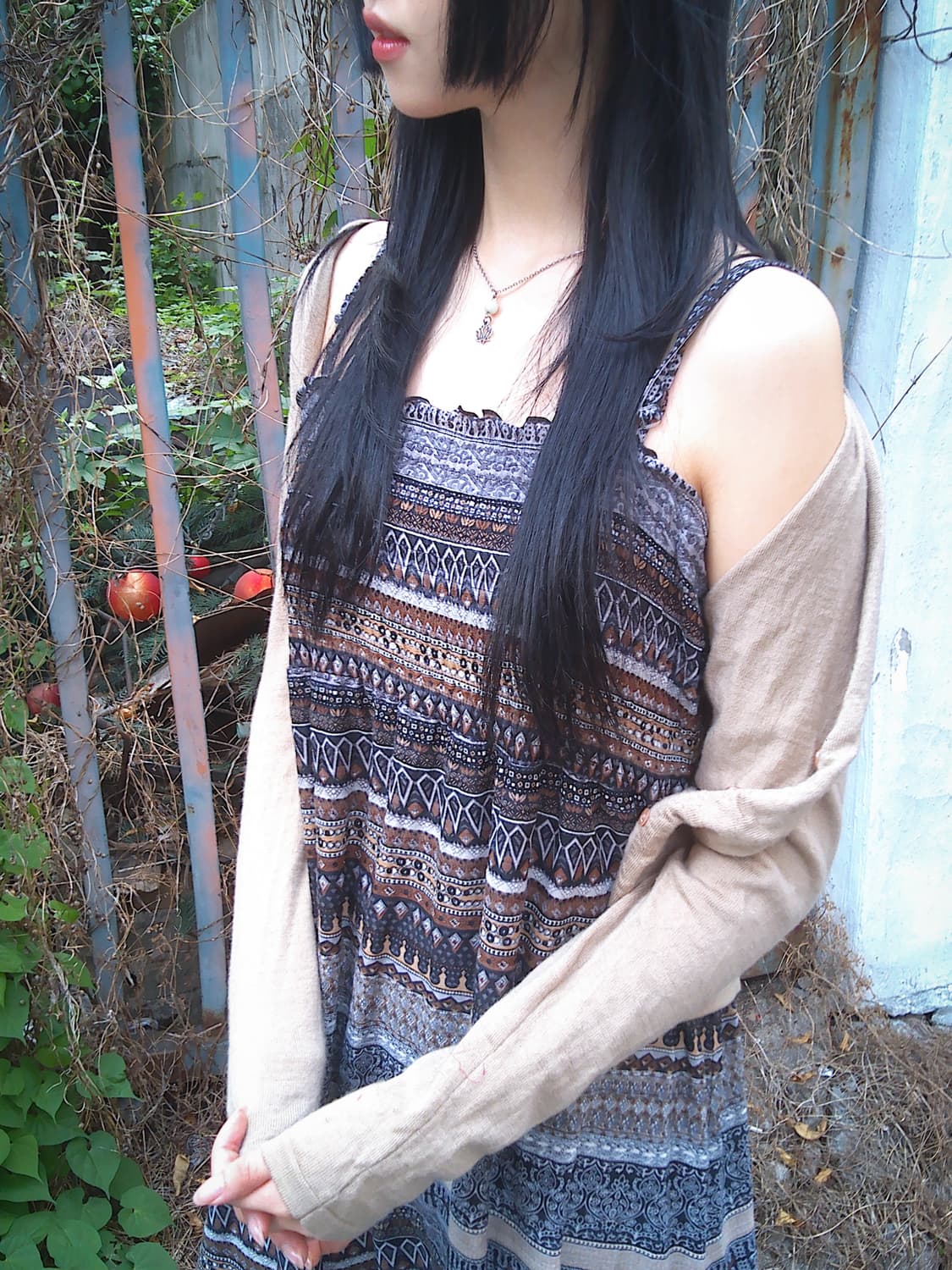 Bohemian Frill Dress(Brown) 상품이미지2