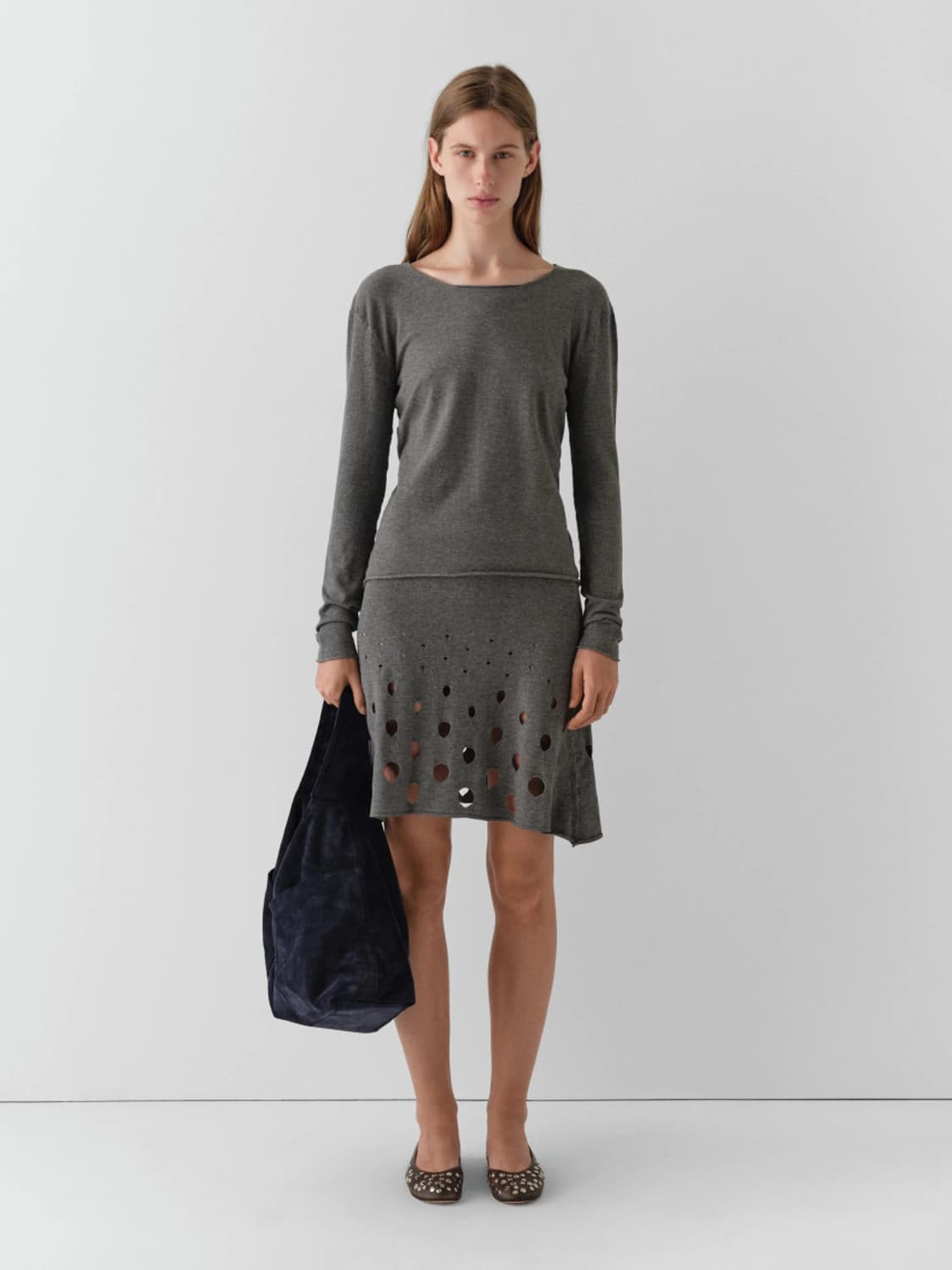 [XS,S,M]기마구아스 GIN 오픈 니트/그레이 상품이미지3