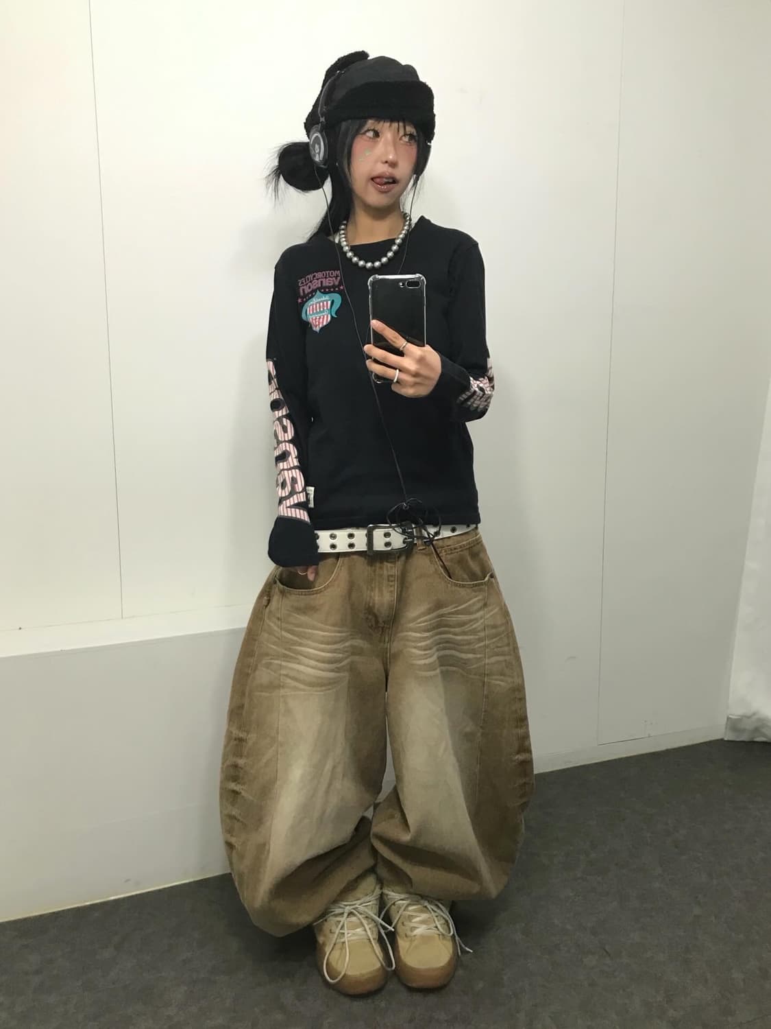 밴슨 핑크 스트라이프 로고 롱슬리브 상품이미지3