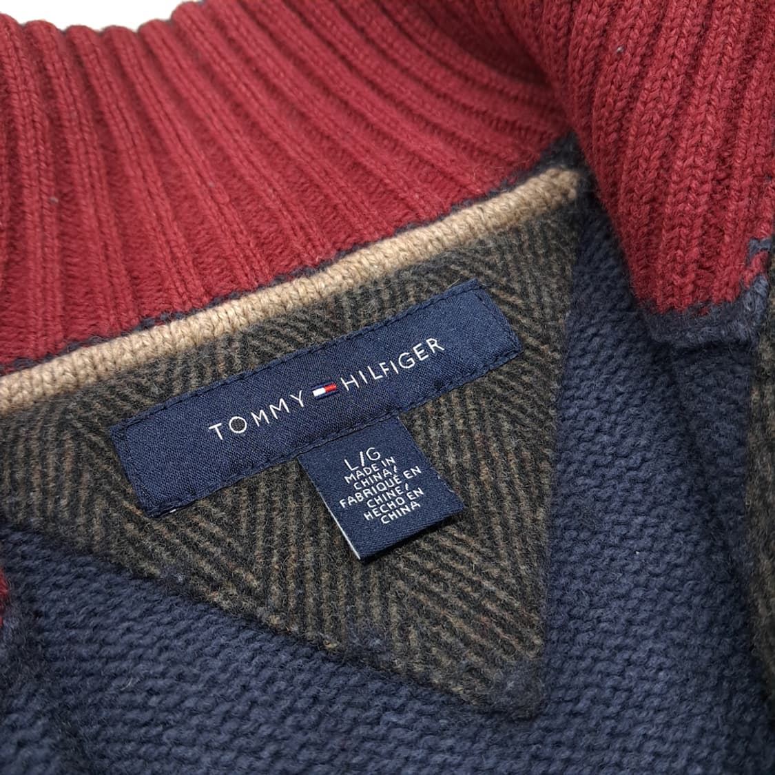 CL047 L 타미힐피거 코튼/아크릴/울 혼방 유틸리티 하이넥 하프버튼 상품이미지4