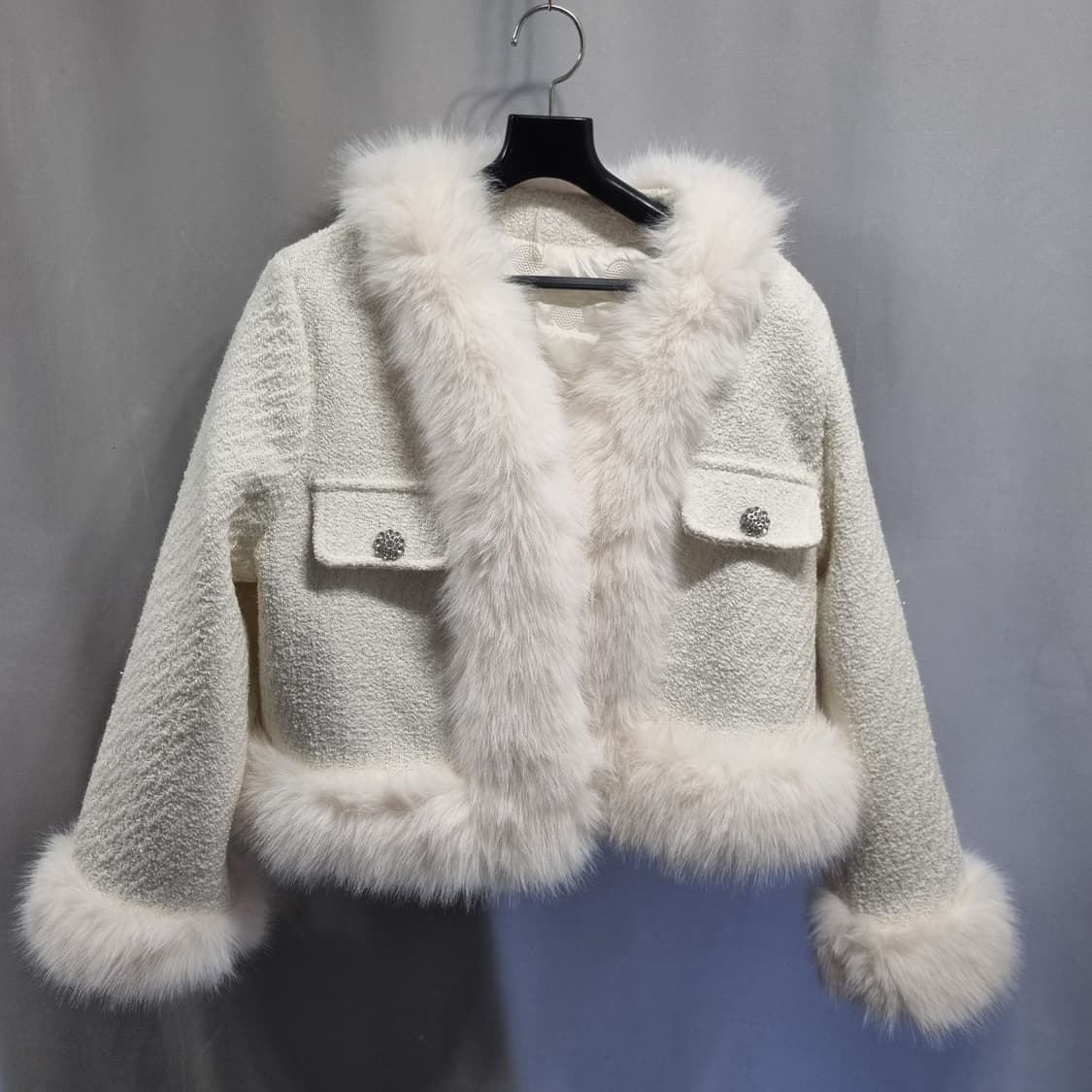 화이트 퍼 트리밍 트위드 자켓 상품이미지1