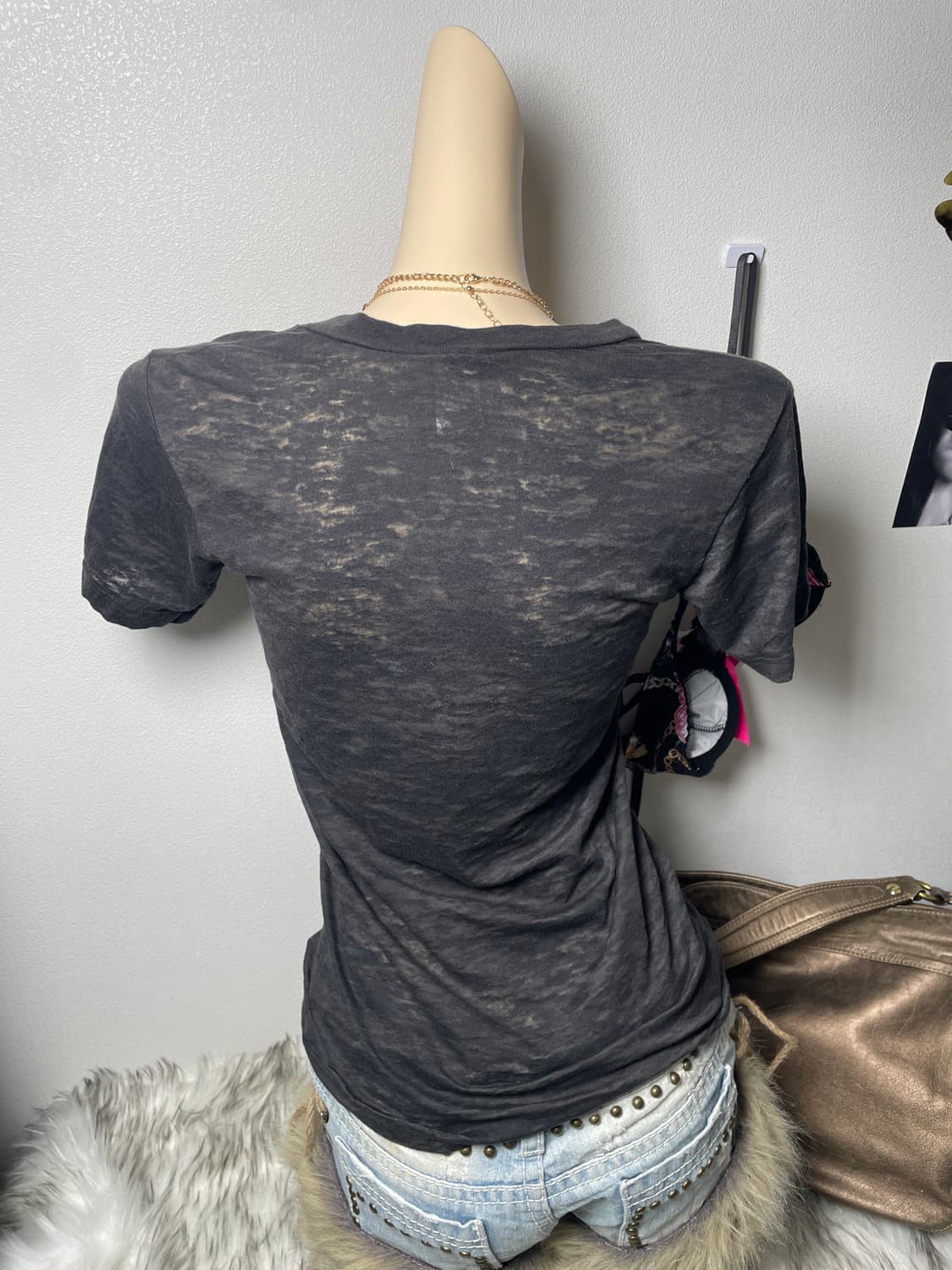 빈티지 펑크 y2k 시스루 반팔 티셔츠  상품이미지3