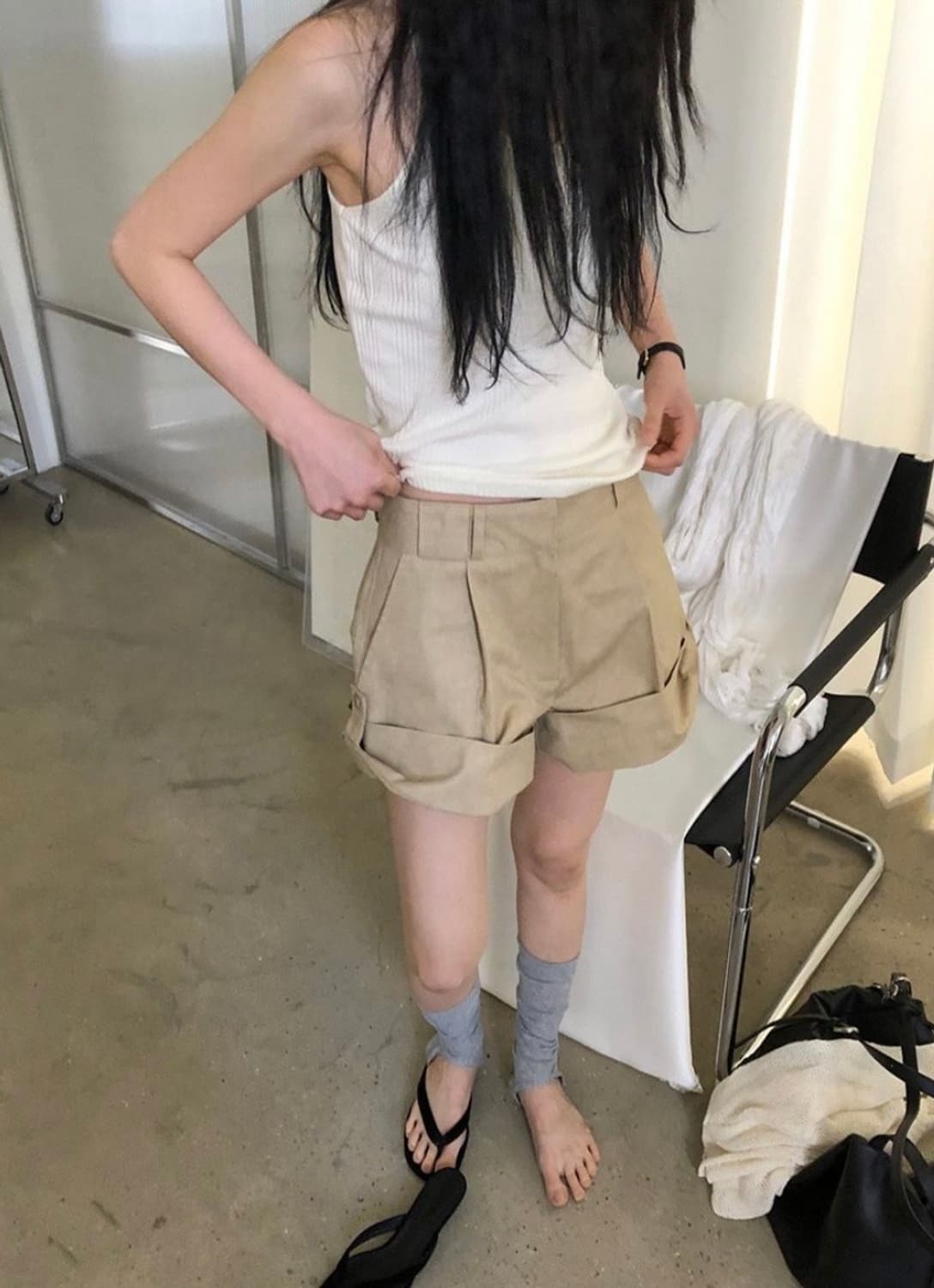 레이크 사이드 스튜디오 바닐라 버튼 롤업 숏 팬츠 상품이미지4