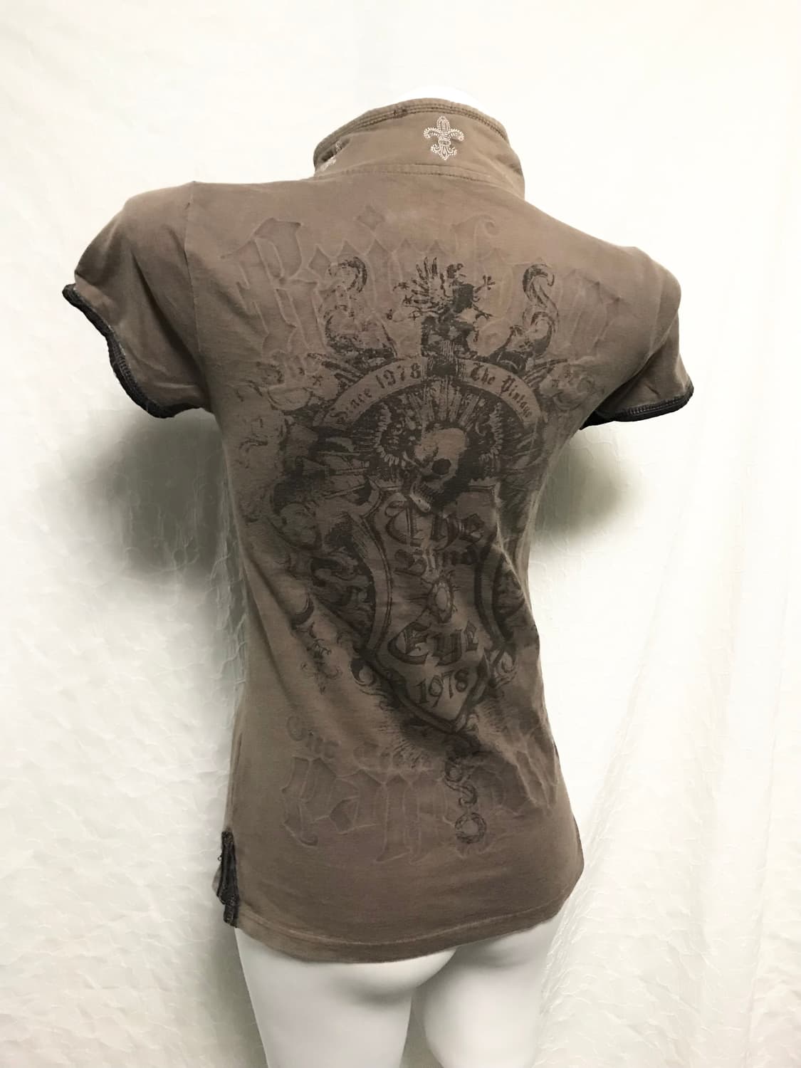 빈티지 glitz 글리츠 펑크 하이넥 카라 반소매 탑 상품이미지8