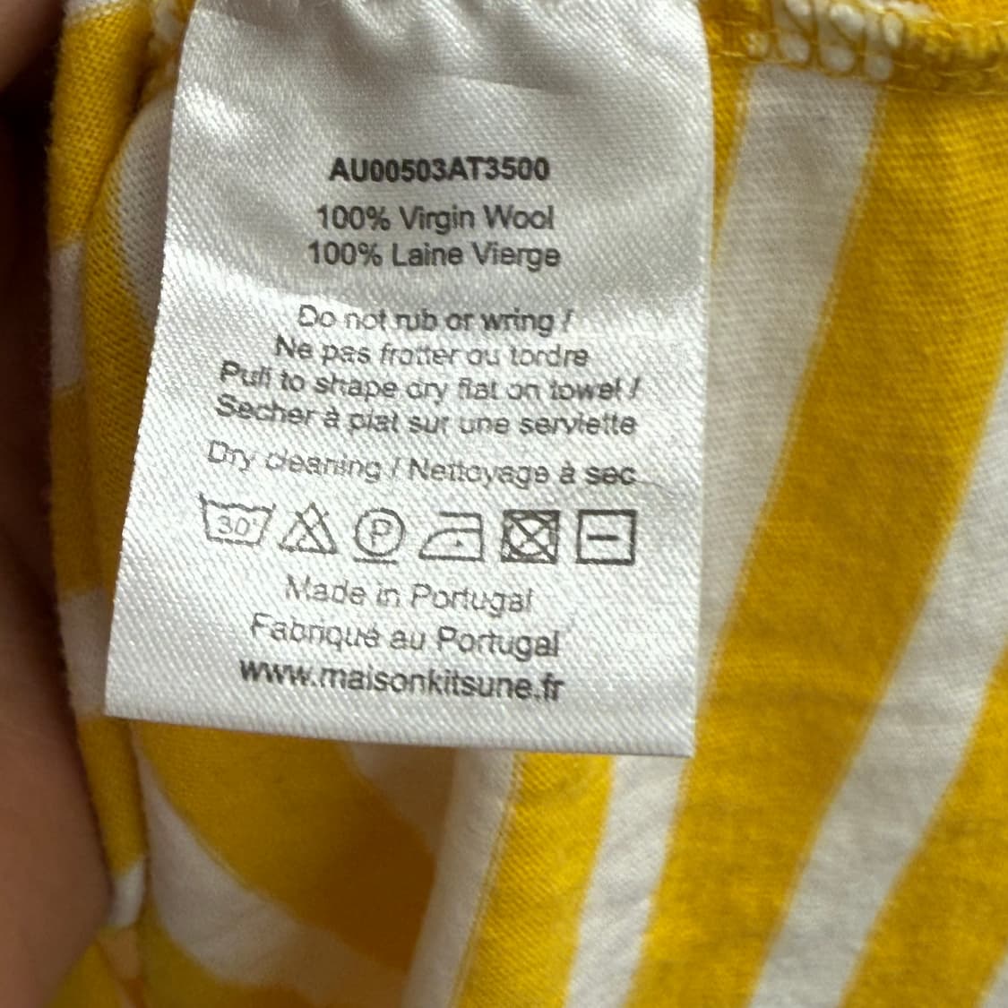 메종키츠네 폭스 자수 스트라이프 옐로우 롱슬리브 S 상품이미지3