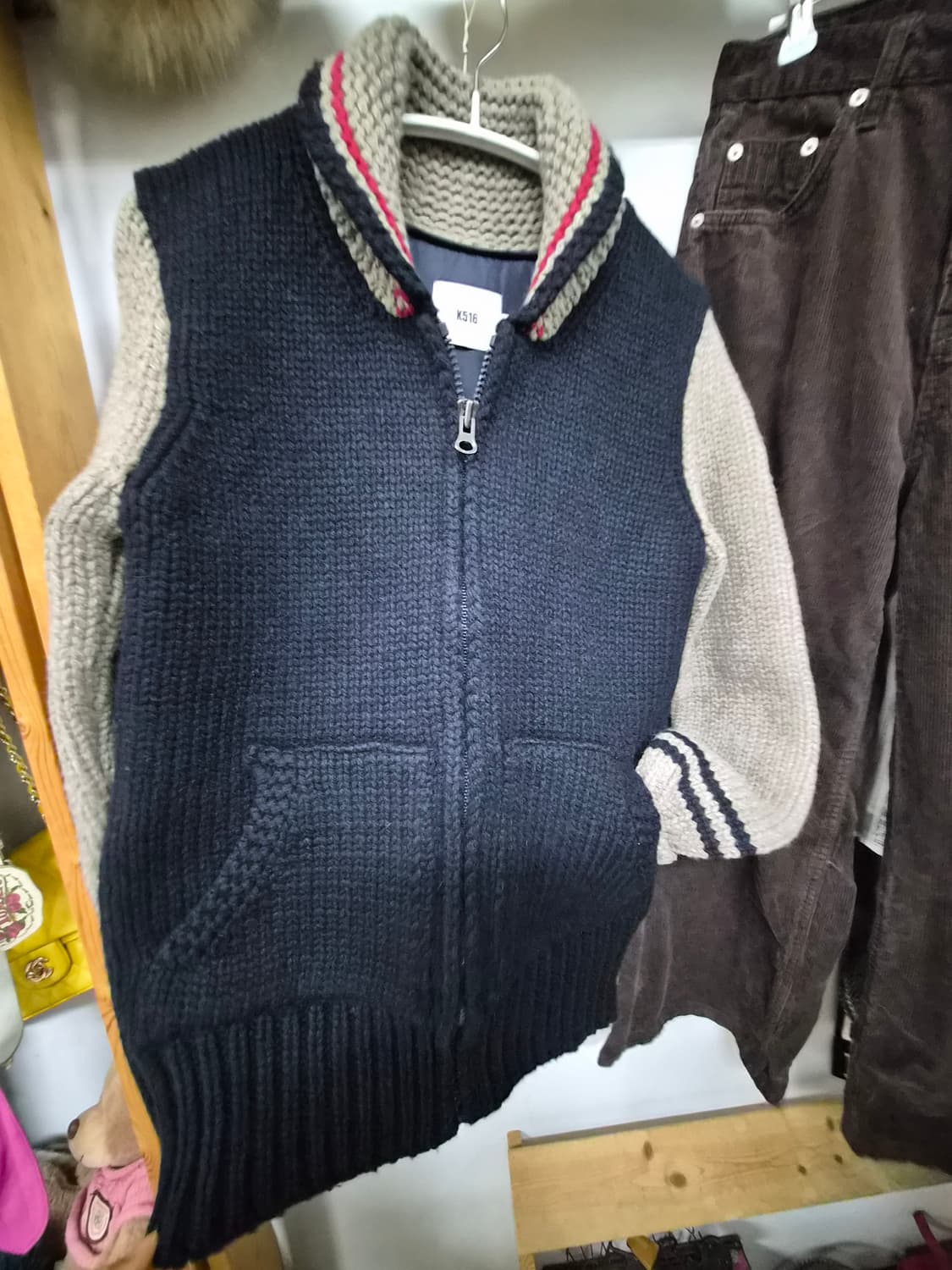 K516 다운 니트집업. 코듀로이 와이드 상품이미지6