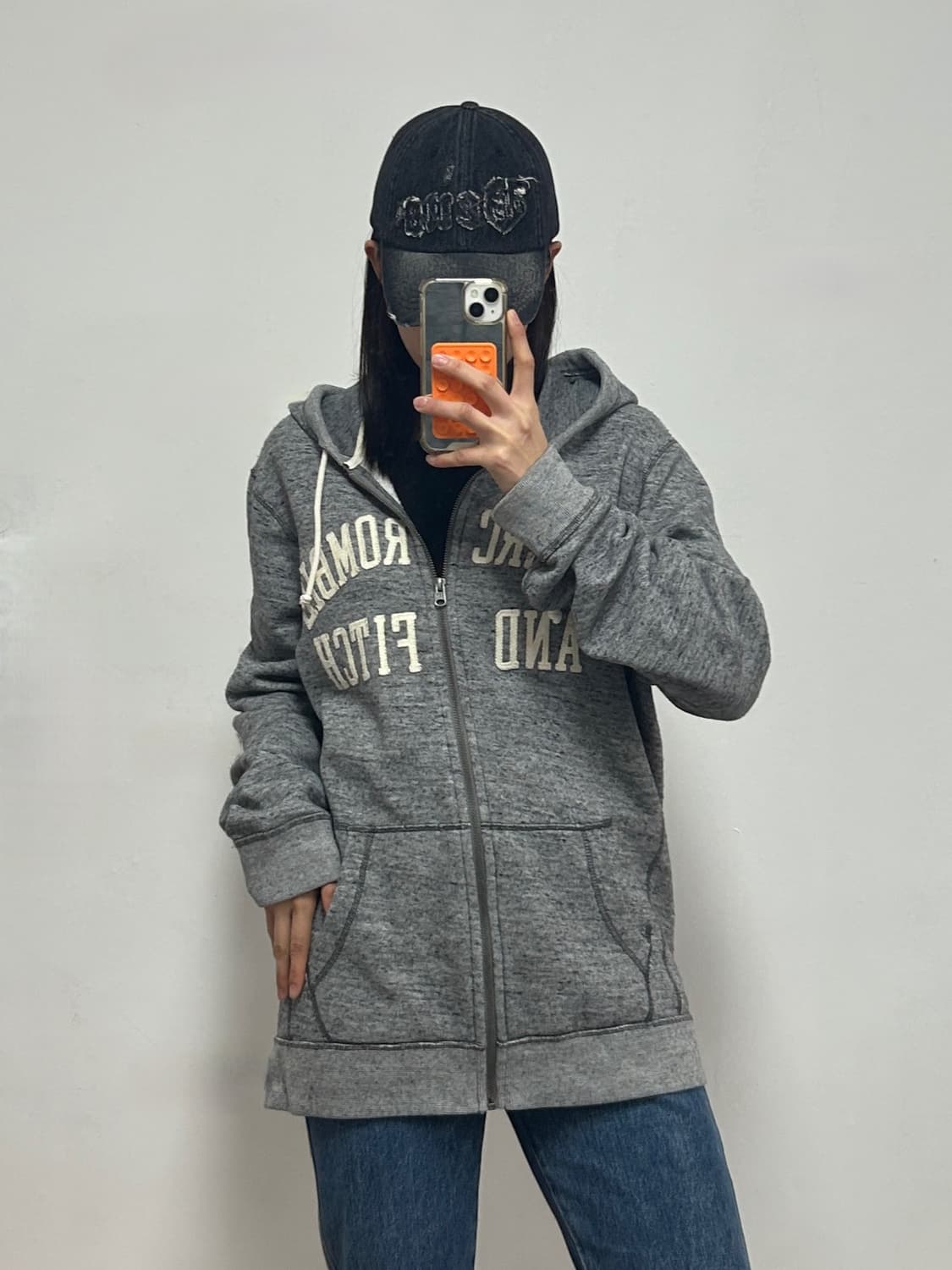 아베크롬비 y2k 아치로고 후드집업 보카시 그레이 상품이미지1