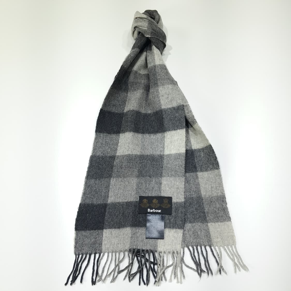 MX618 바버 00s 램스울 블록체크 그레이 머플러 목도리 상품이미지2