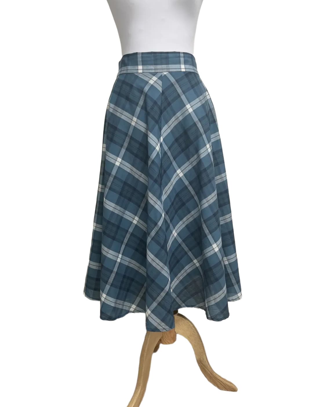 Blue check flared skirt 상품이미지4