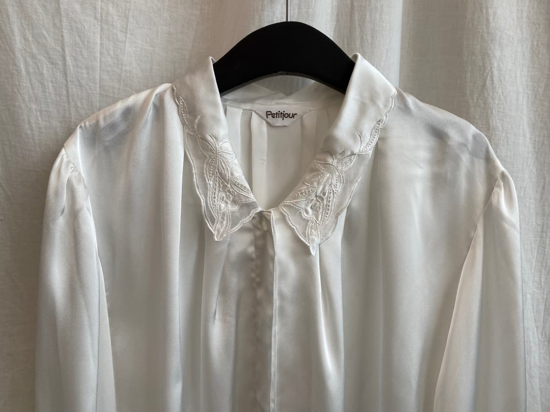 빈티지 화이트 실크블라우스(M-L) 상품이미지4