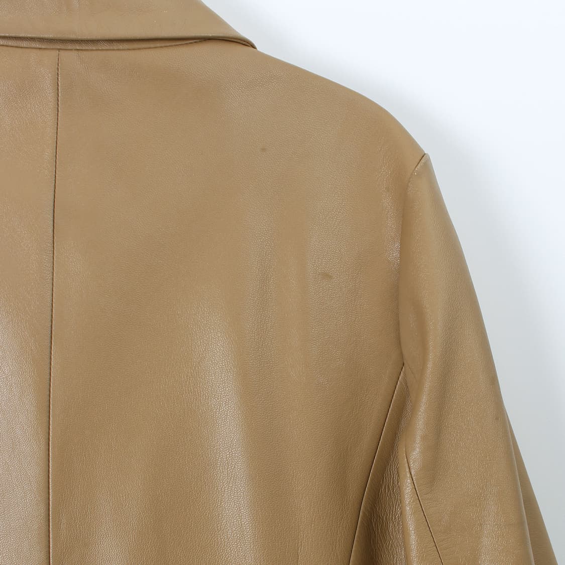 IDENTI 빈티지 리얼 양가죽 베이지 싱글 미디 자켓 상품이미지8