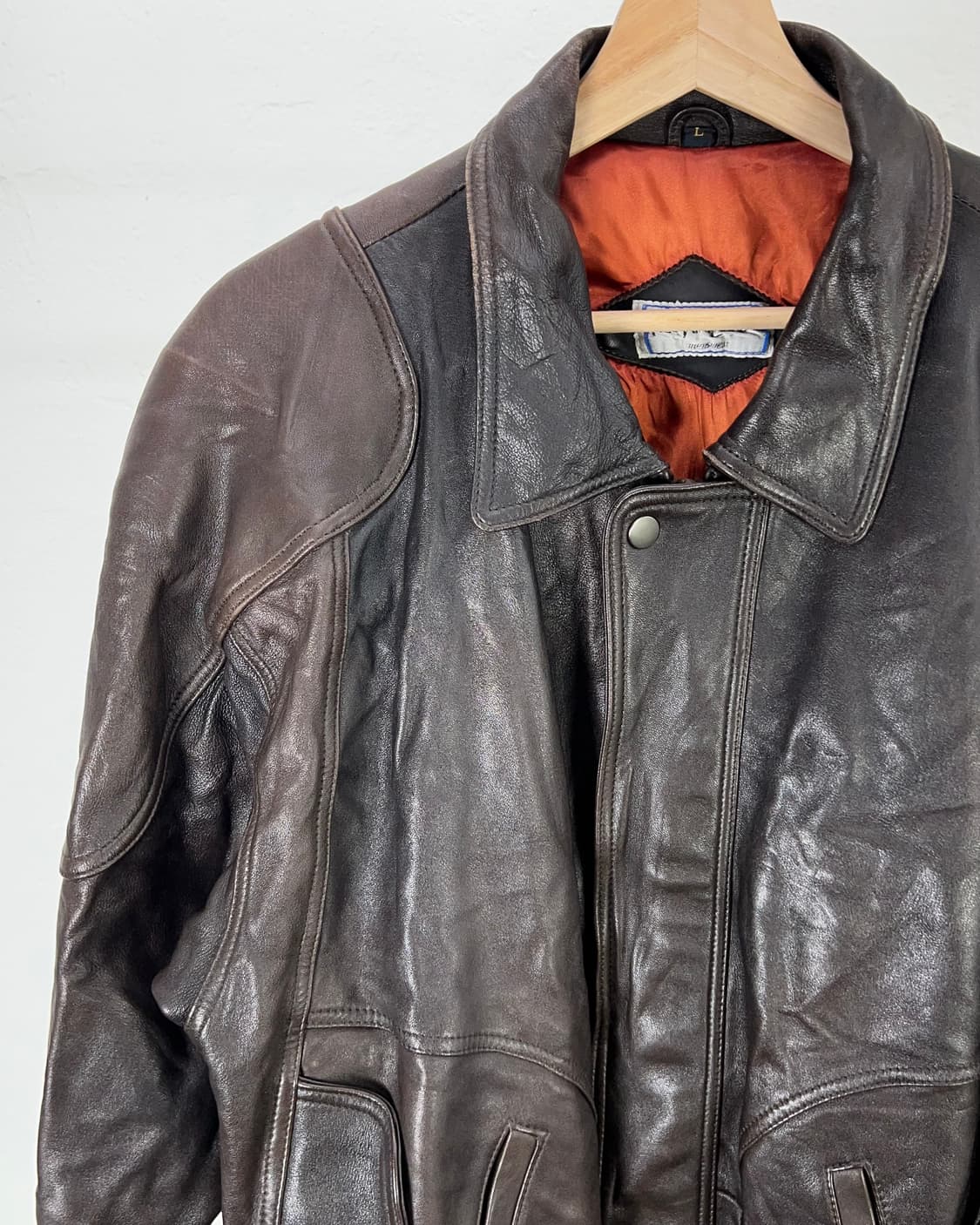 이브 생로랑 브라운 리얼레더 스펠 아웃 블루종 자켓 상품이미지2