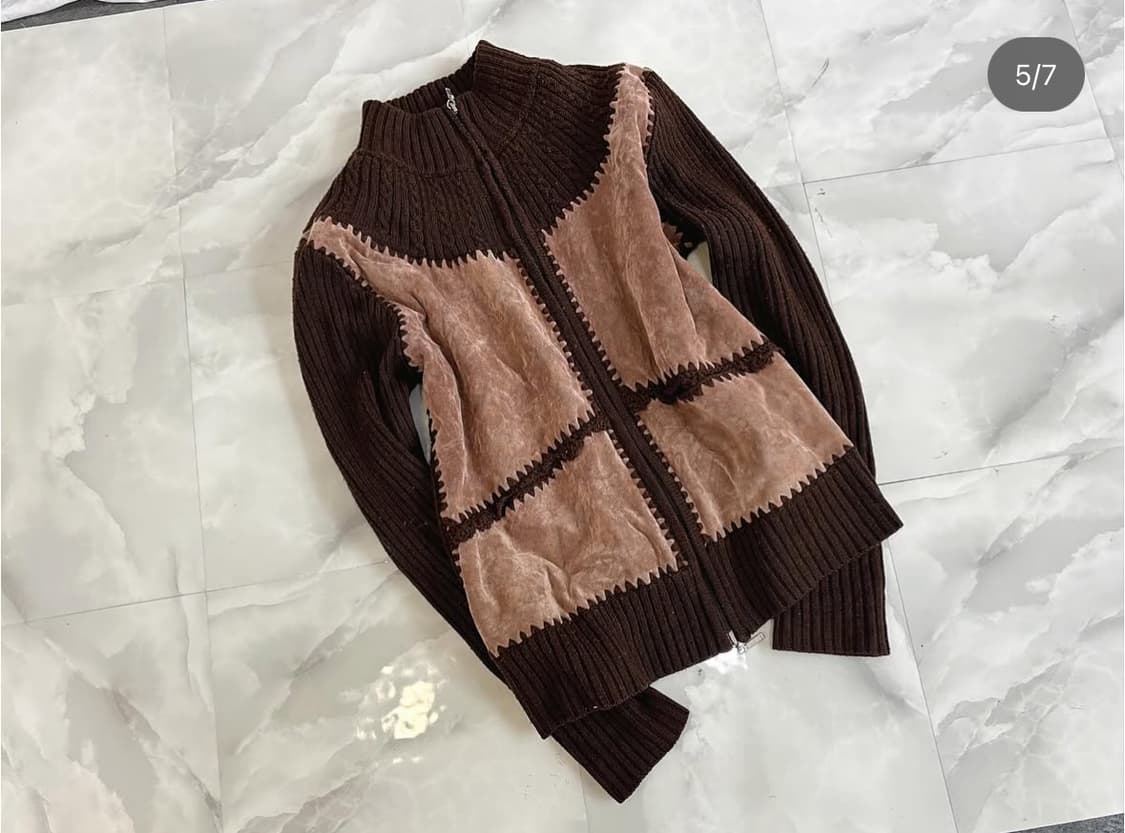 니트 집업, 야상점퍼, 체크스커트 상품이미지5