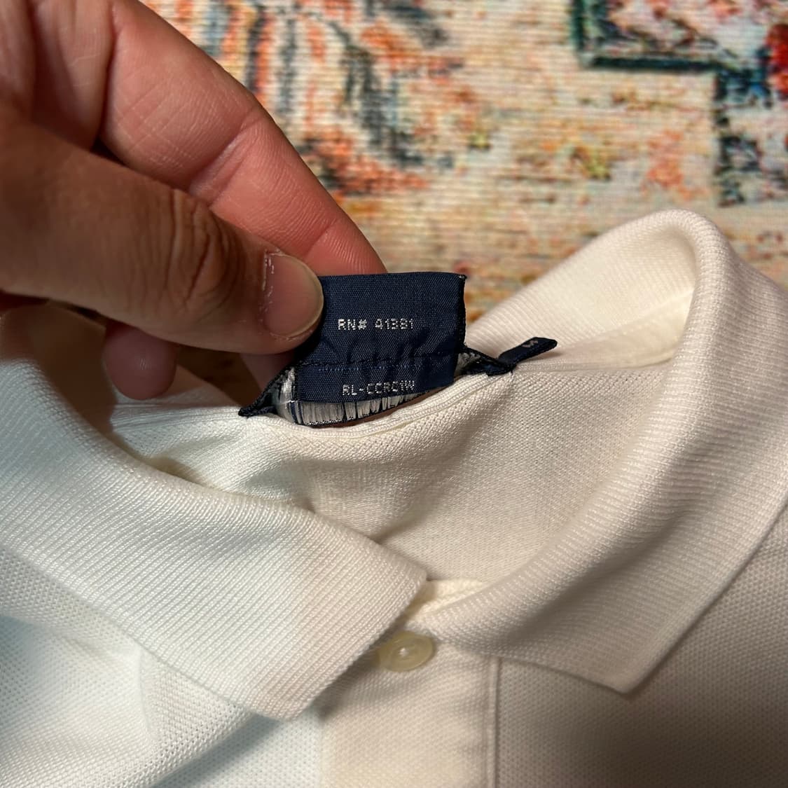 [M] 랄프로렌 슬림핏 화이트 포니 로고 카라 반팔 상품이미지4