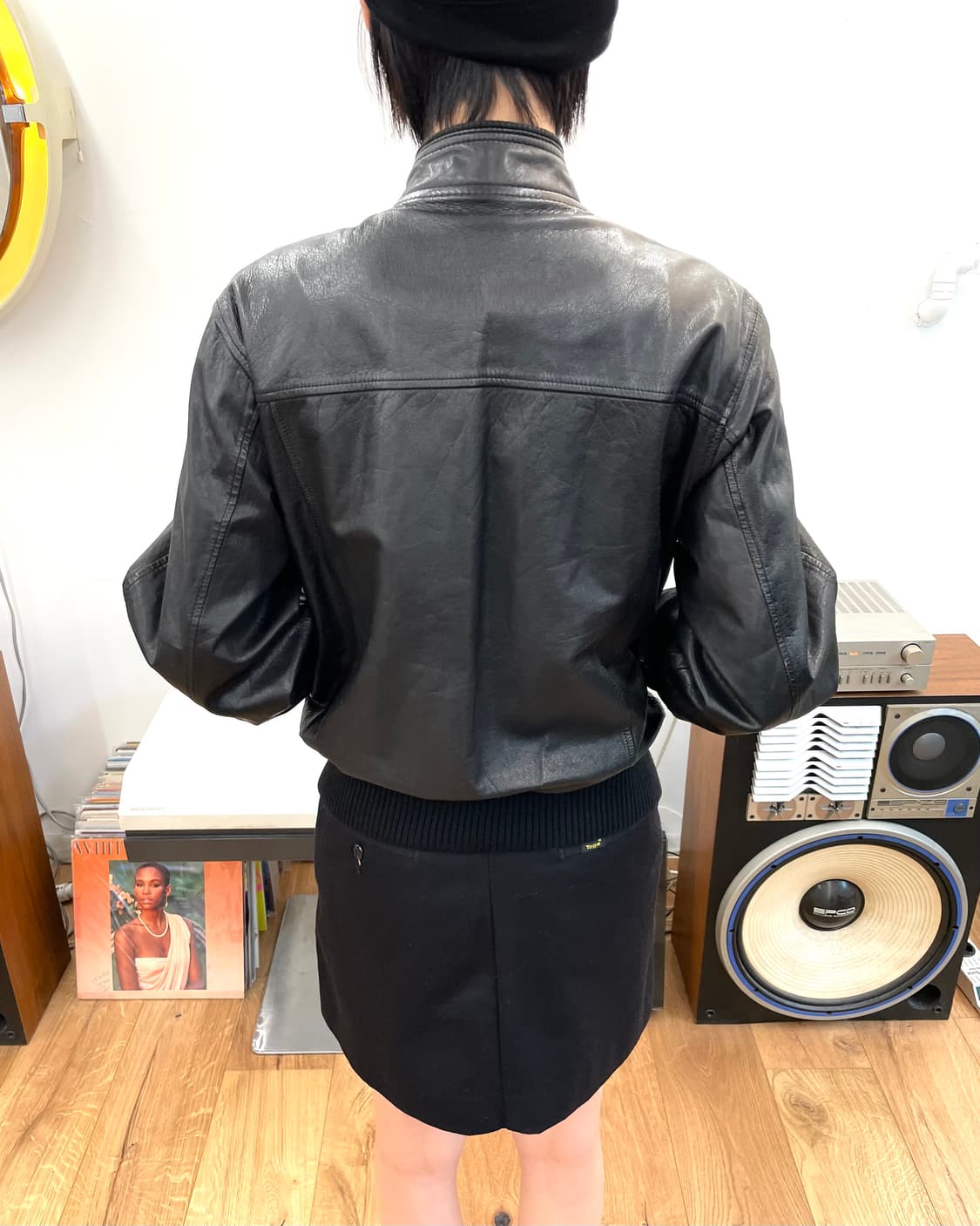 [M] 80s 레더 블루종 자켓 상품이미지3