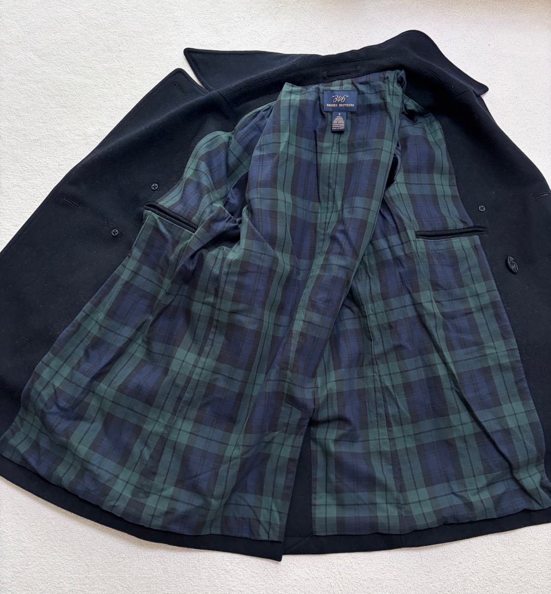 [S] 브룩스 브라더스 346 블랙와치 울 해군 피코트 (네이비) 상품이미지3