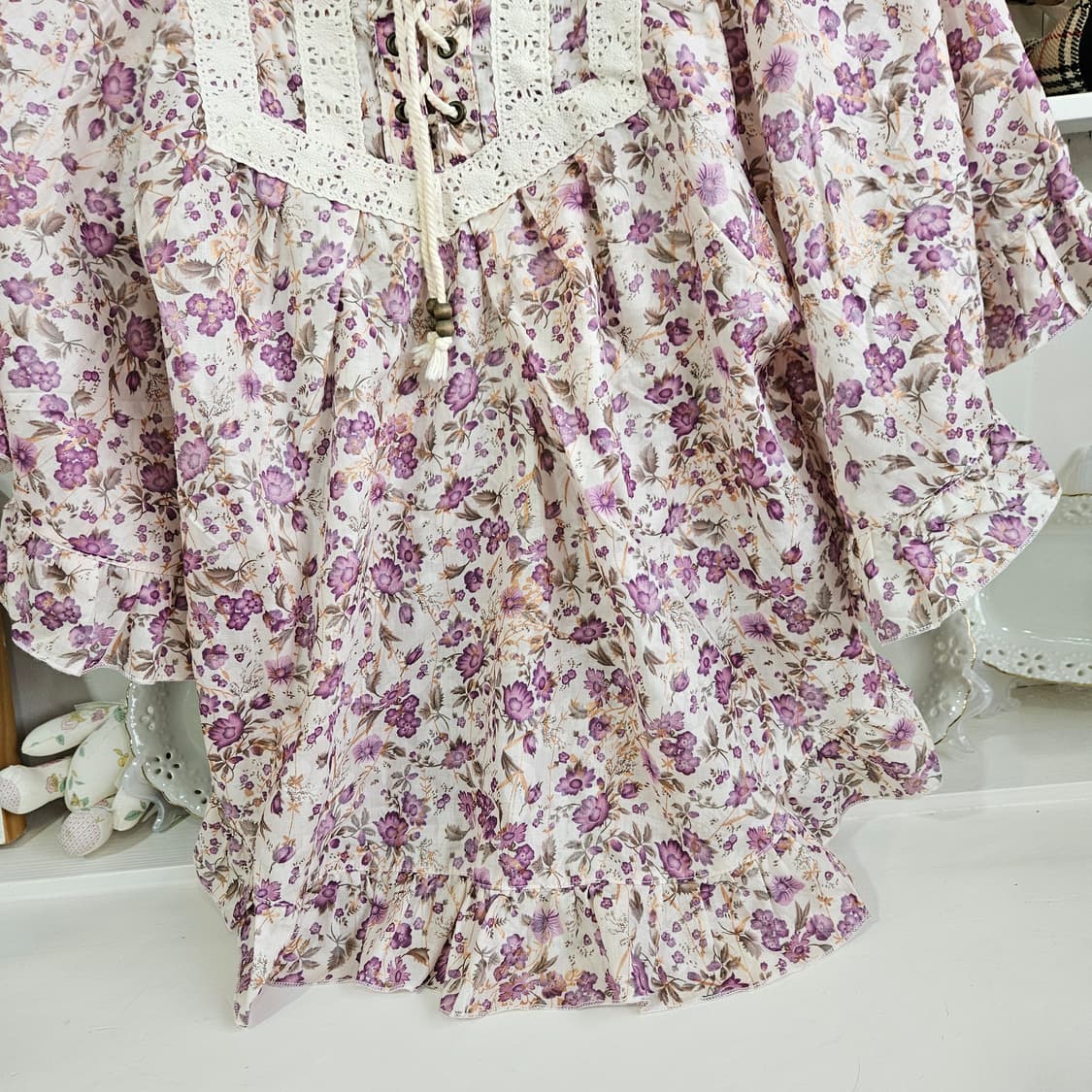 no0327 플로럴 케이프 망또 블라우스 상품이미지5