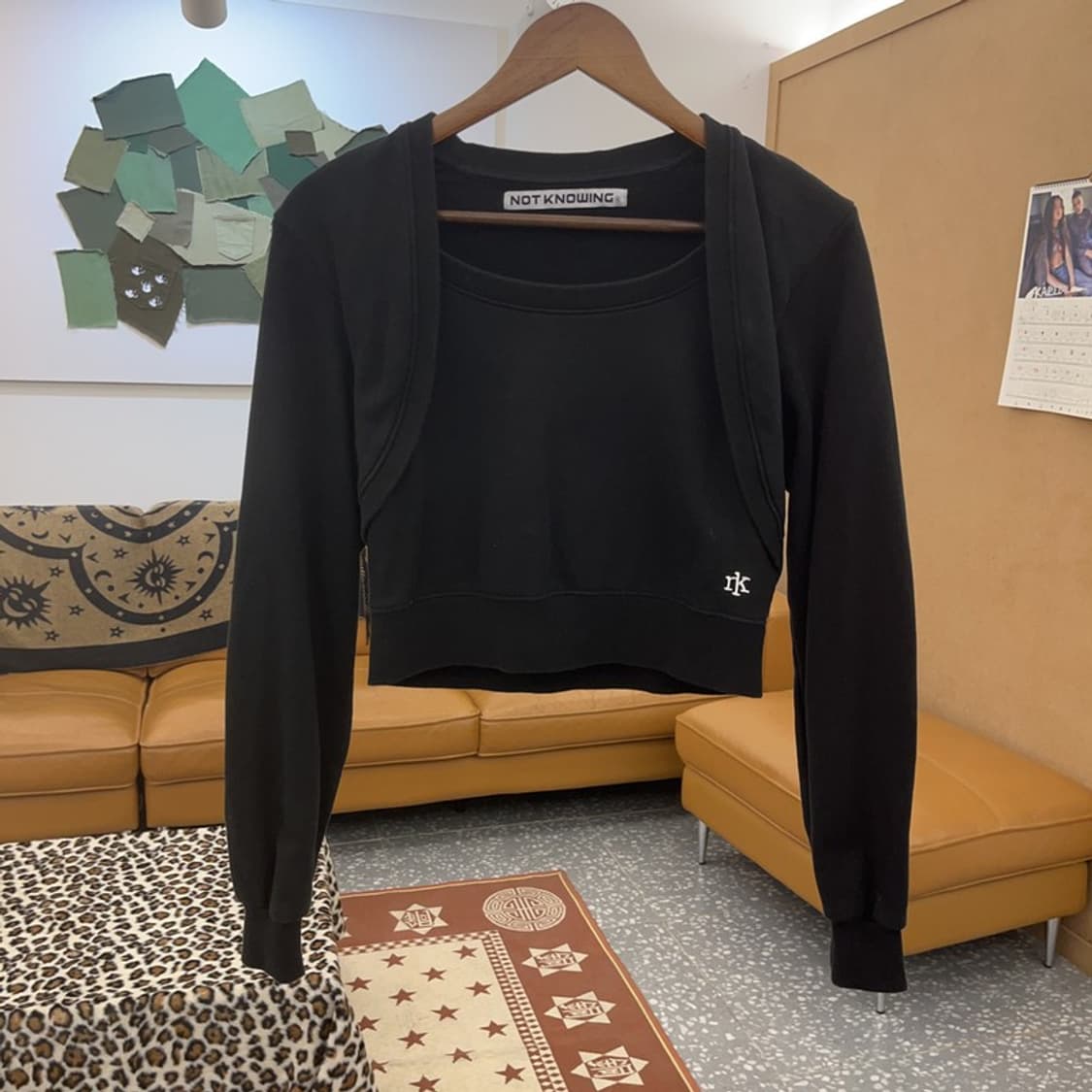 낫노잉 스트릿 힙합 레이어드 볼레로 크롭 맨투맨 C09520 상품이미지3