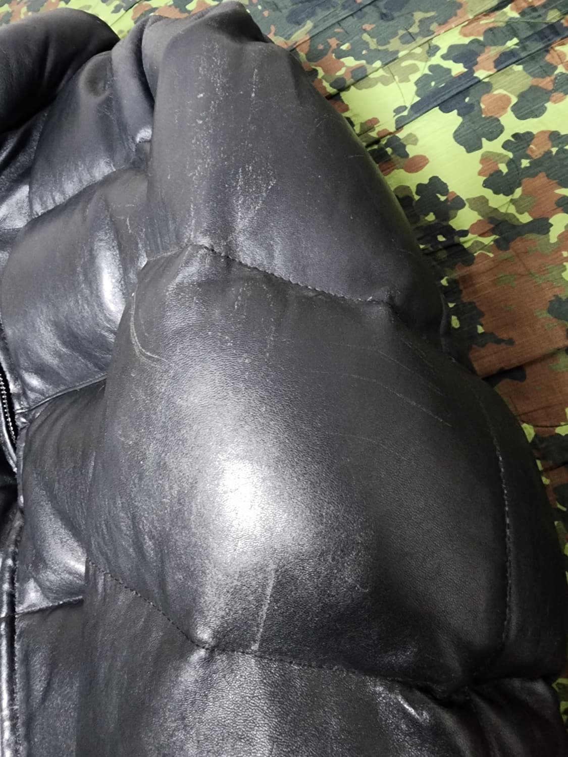 빈티지 Schott NYC 블랙 레더 다운 패딩 점퍼 상품이미지2