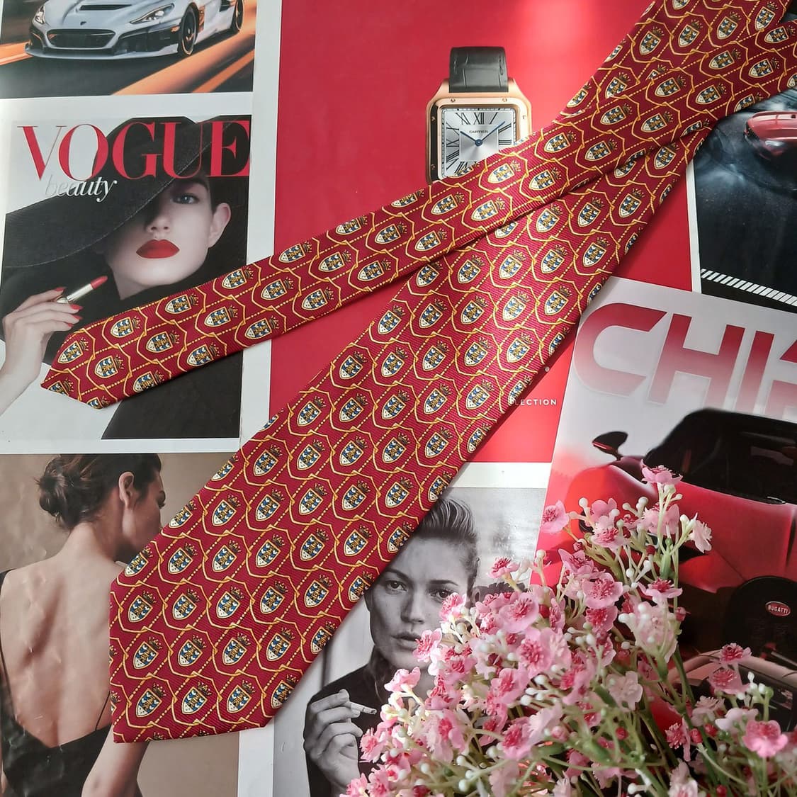 베르나르 실크 레드 크라운&문장 넥타이 9.3cm A+등급 A19096
 상품이미지3