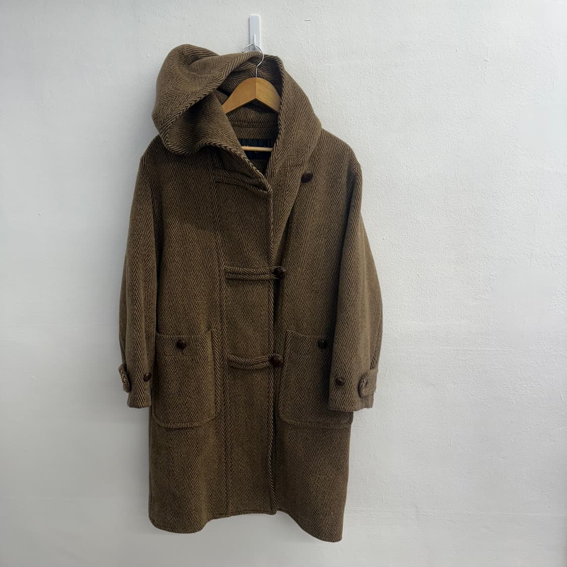 Italy (allegri) 알레그리 헤링본 후드 더플 코트 os 상품이미지1