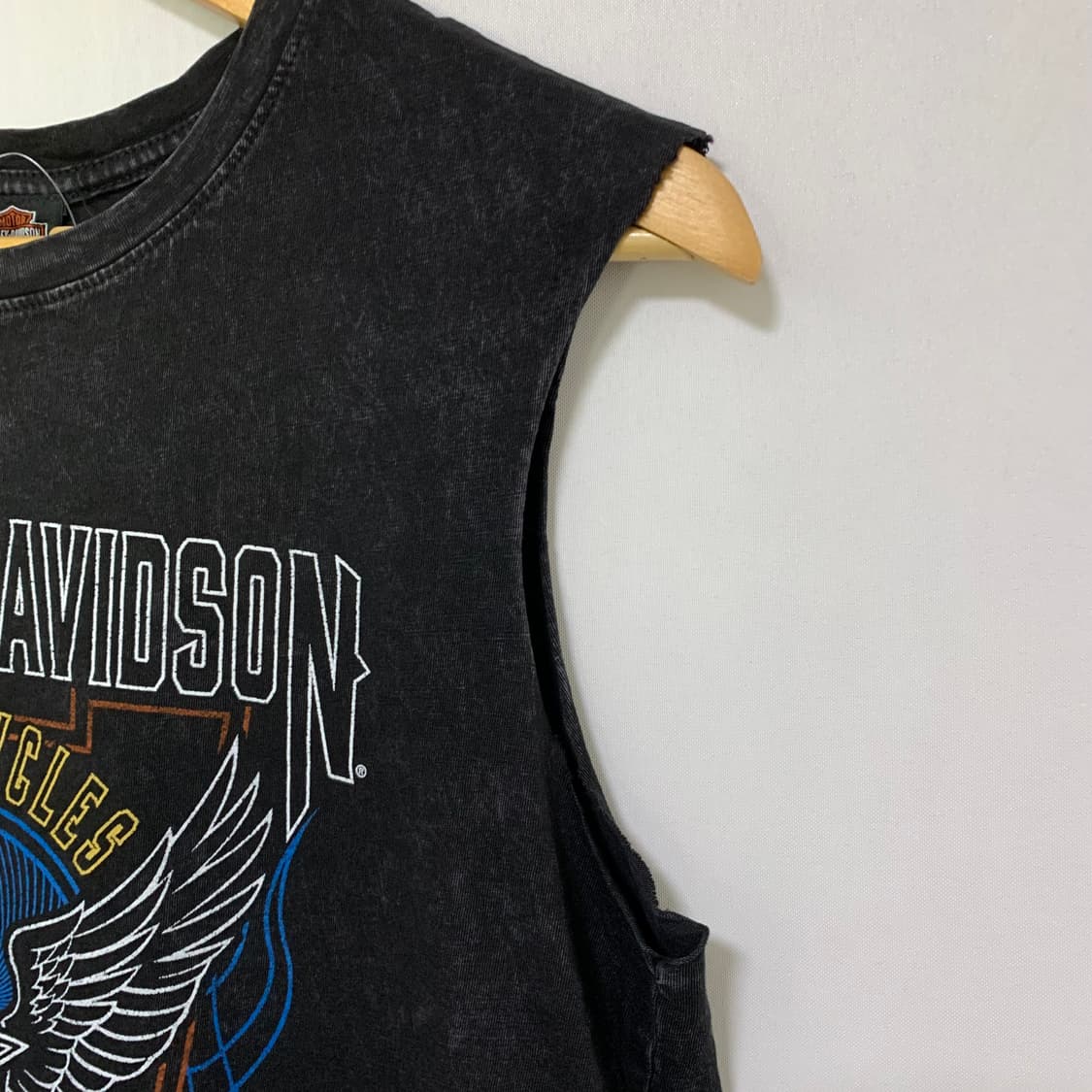 할리 데이비슨 빈티지 프린팅 슬리브리스 펑크 나시 L 남녀공용 상품이미지4