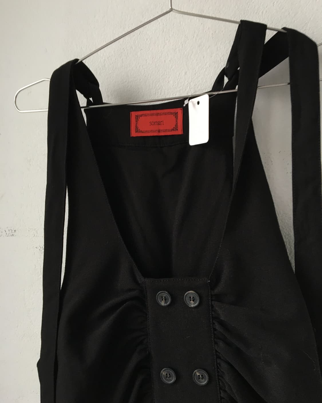 Double button shirring tied sleeveless j 상품이미지5