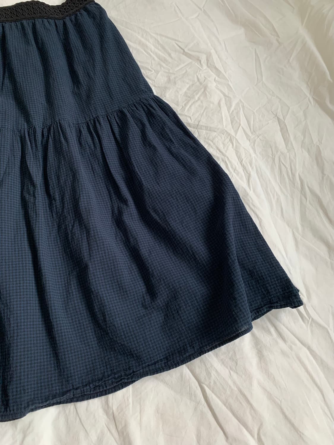 네이비 체크 롱스커트 상품이미지3