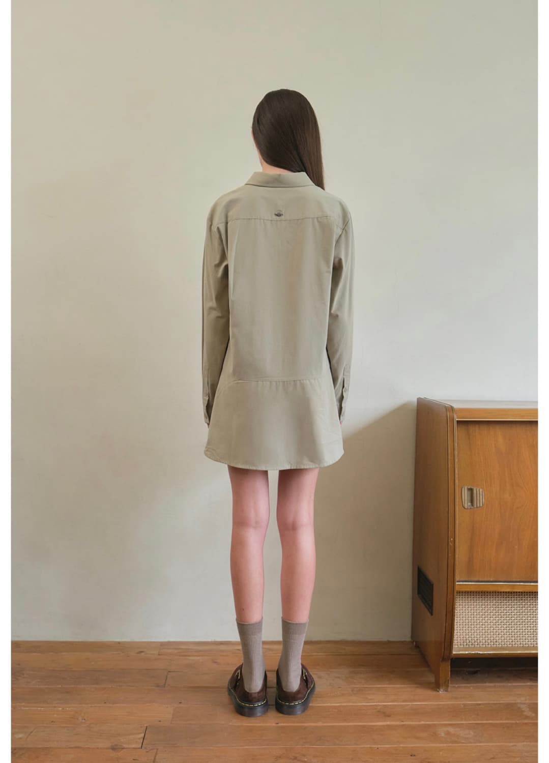 아우어노스텔지아 Sepia shirts mini dress_Beige 상품이미지4