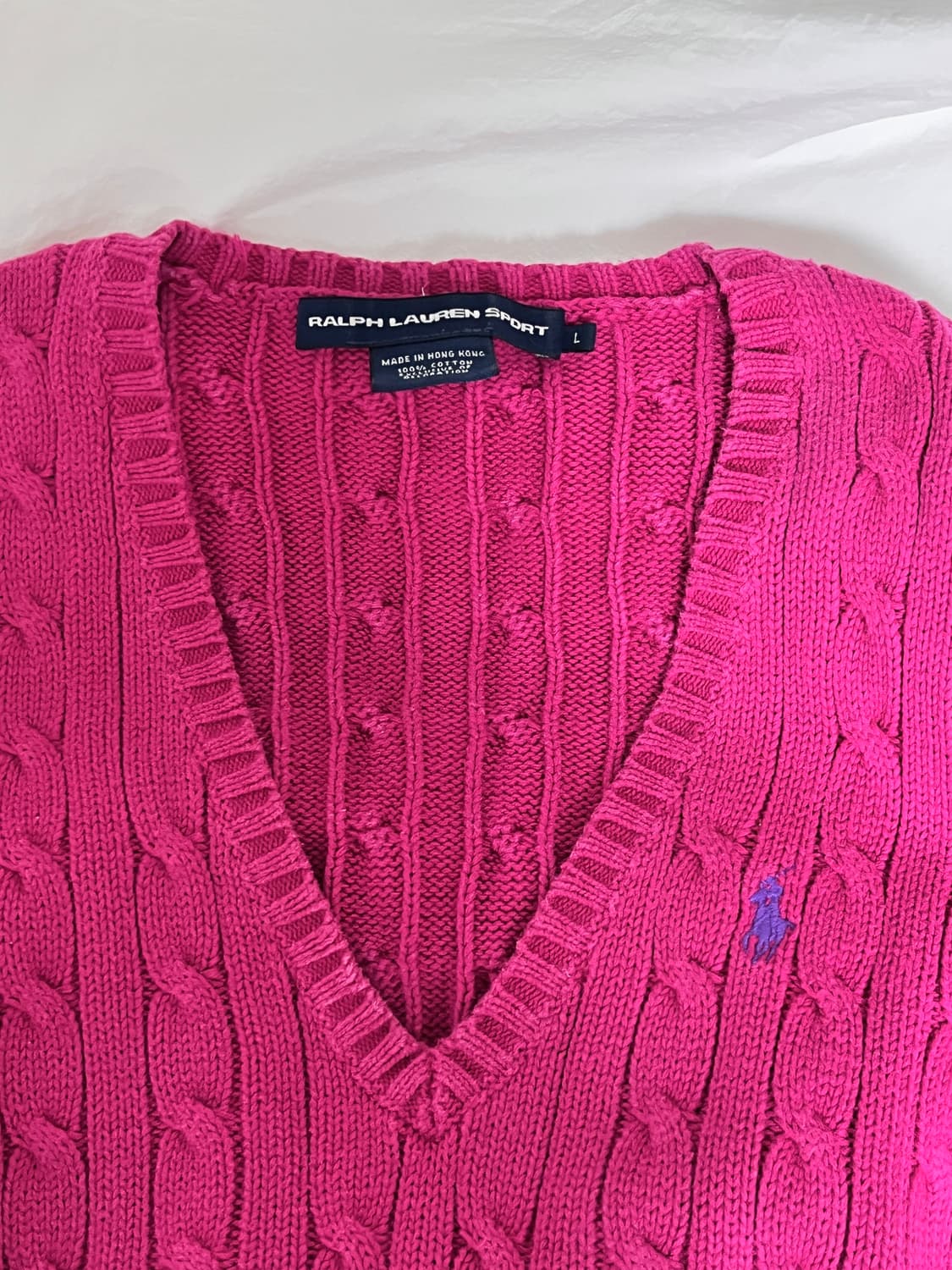 Polo 폴로 랄프로렌 브이넥 니트 핫핑크 여성L 상품이미지1