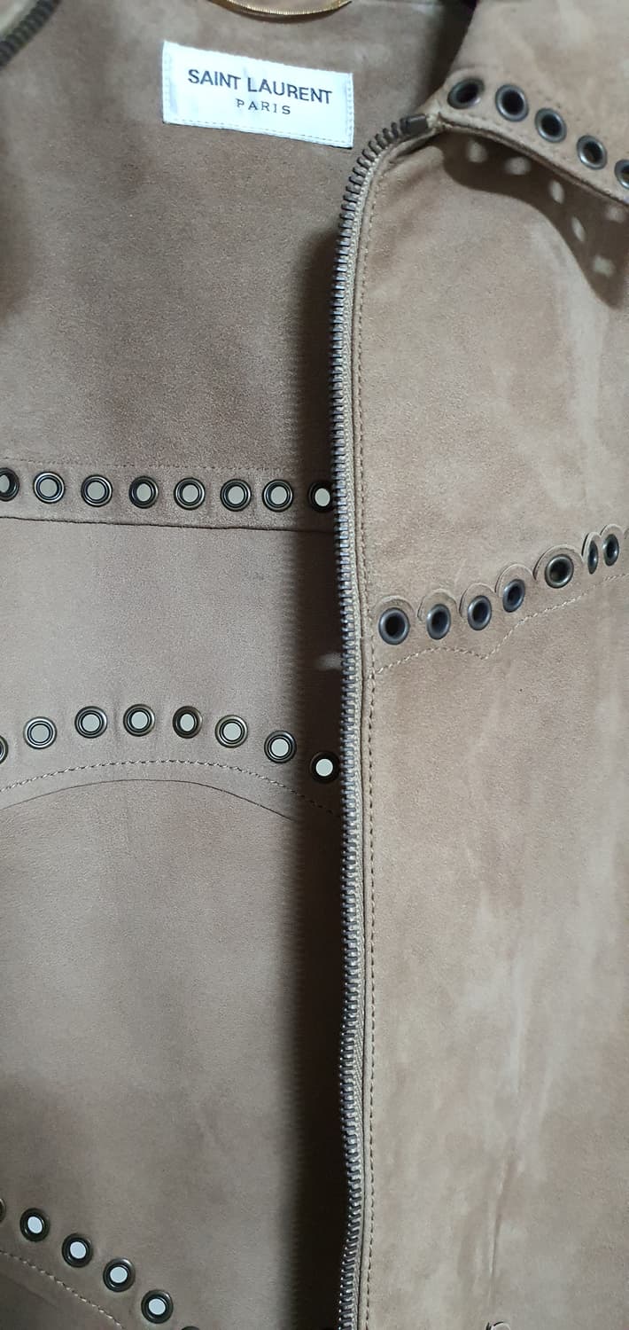 생로랑 아일렛 디테일 스웨이드 레더 자켓 상품이미지4