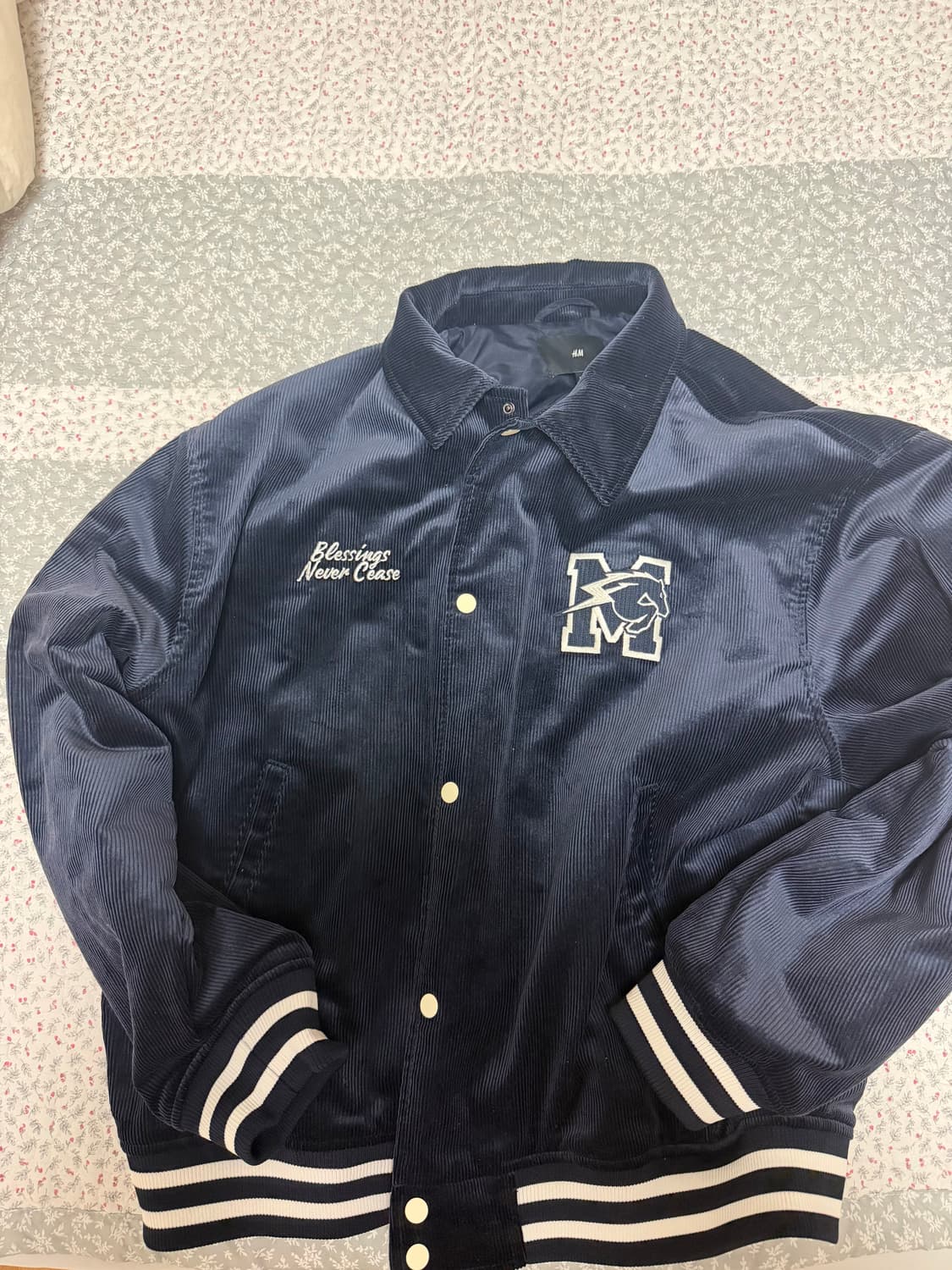 H&m 바시티 코듀로이 네이비 자켓(xl) 상품이미지1