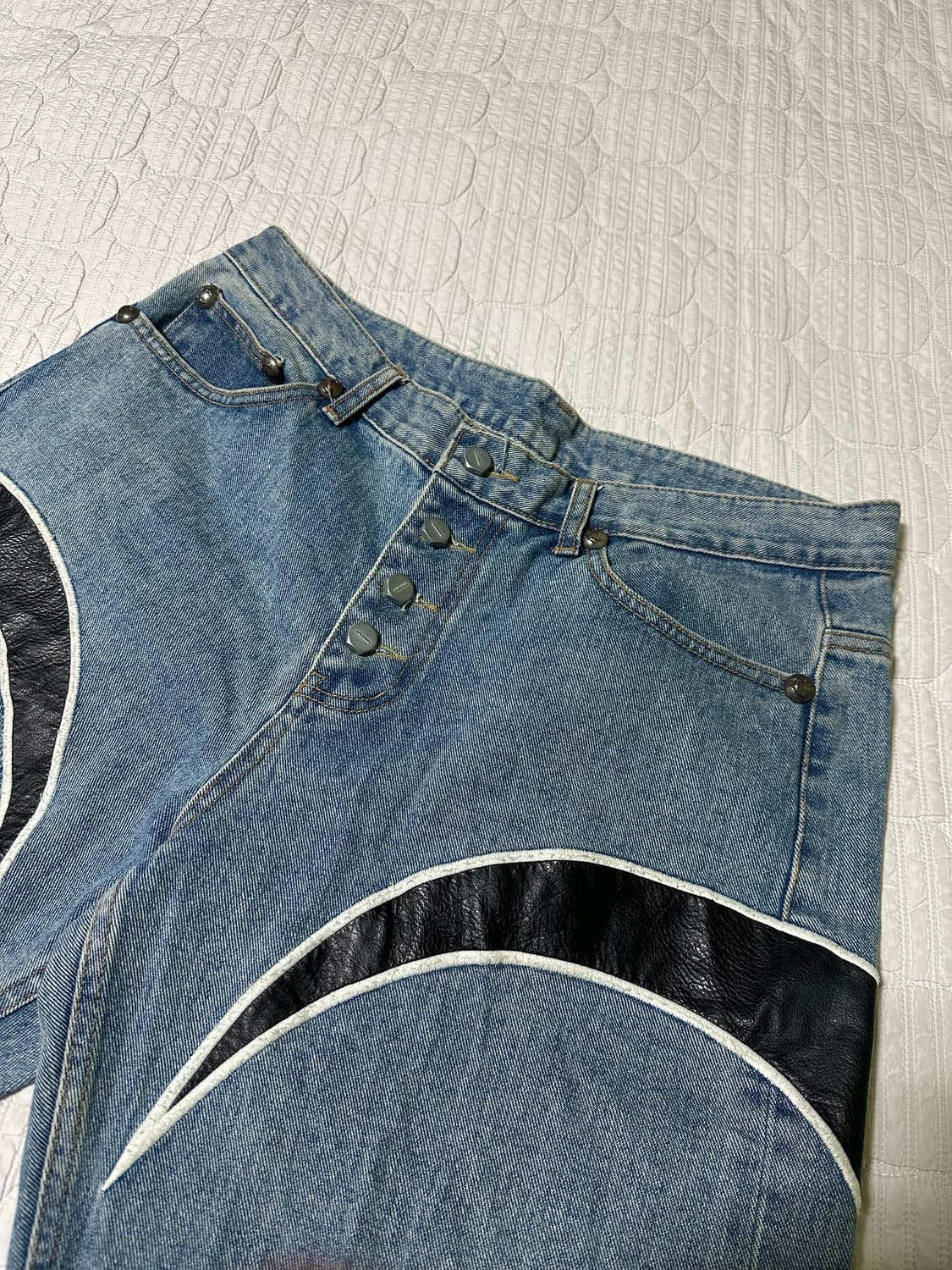 (M)떠그클럽 tc 레더 데님 팬츠 상품이미지2