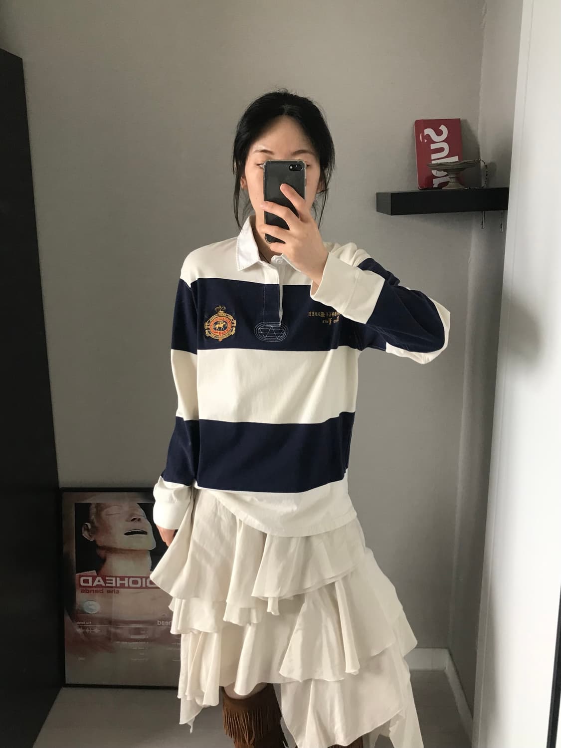 폴로 랄프로렌 클럽 로고 단가라 긴팔 럭비티 상품이미지5