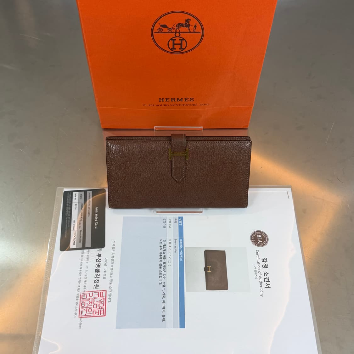 [리오브] 에르메스 베안 스위프트 금장 고트스킨 장지갑 상품이미지1