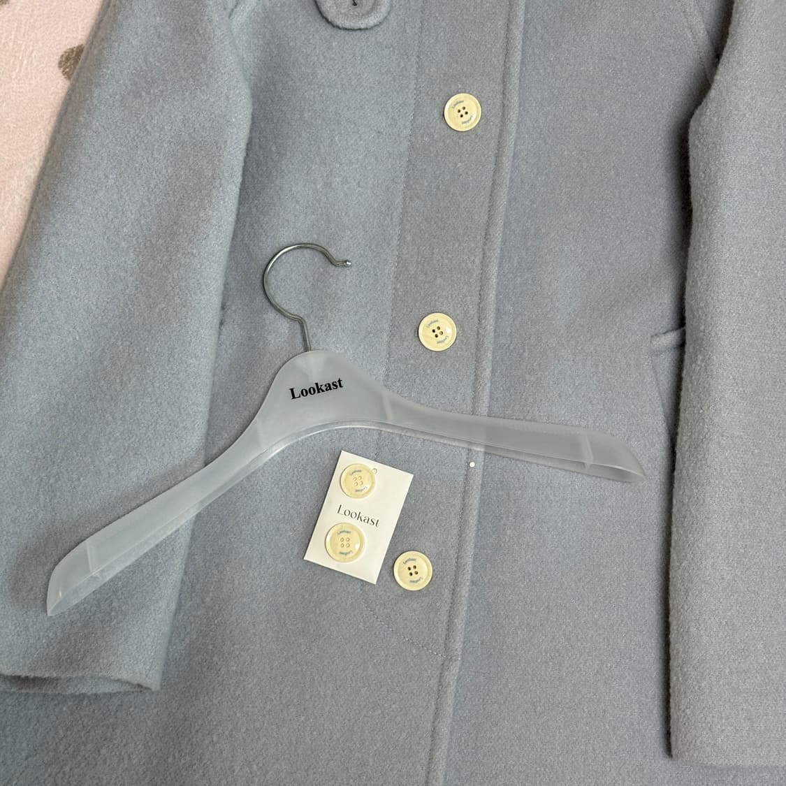 룩캐스트 울 부클 하프코트 아쿠아블루 상품이미지9