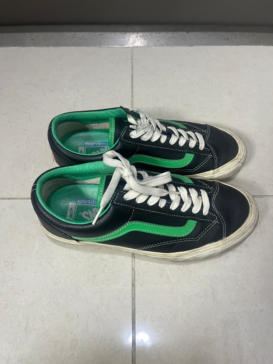 Vans 반스 스타일36 블랙/그린 스니커즈 가죽 상품이미지4