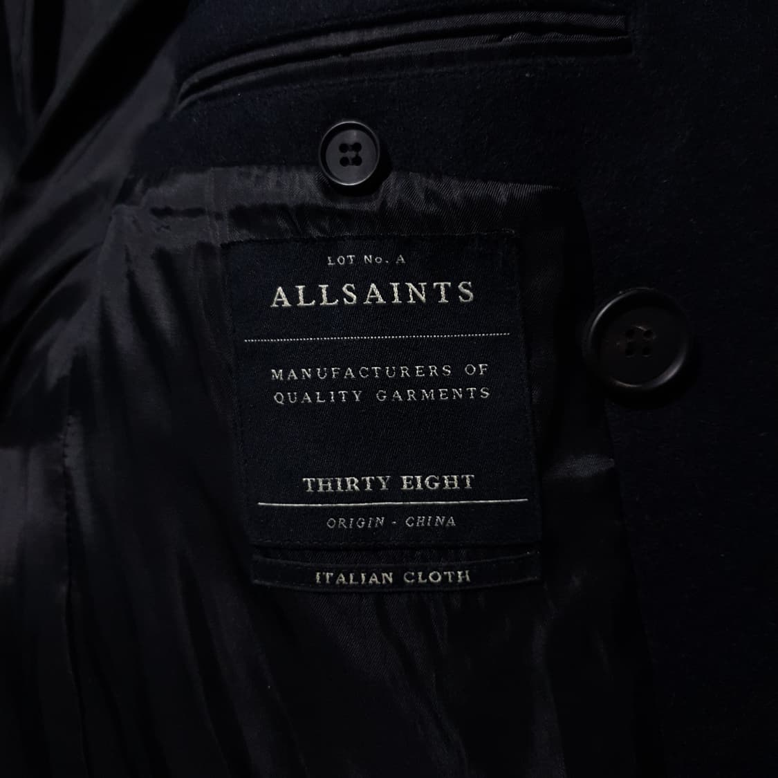 M (95) 올세인츠 클래식 더블 브레스티드 버튼 울 오키타 롱코트 블랙 상품이미지7