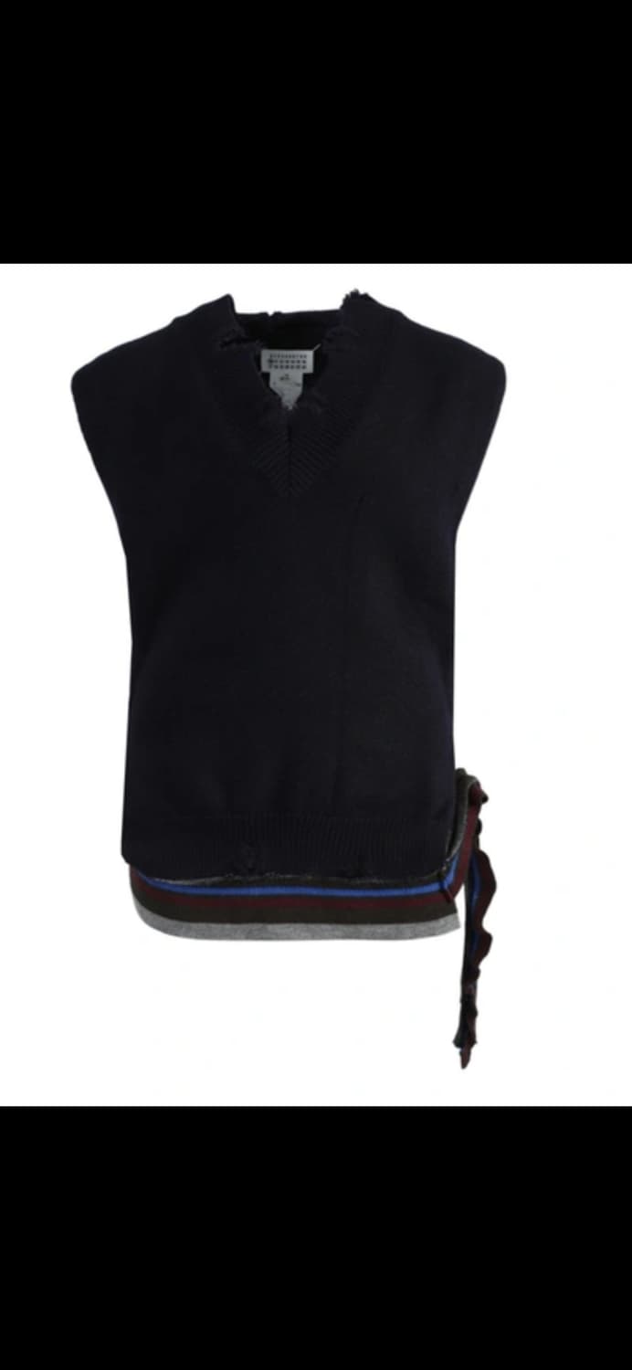 [새제품]S 마르지엘라 니트 디스트레스드 베스트 스티치 스웨터 네이비 상품이미지1