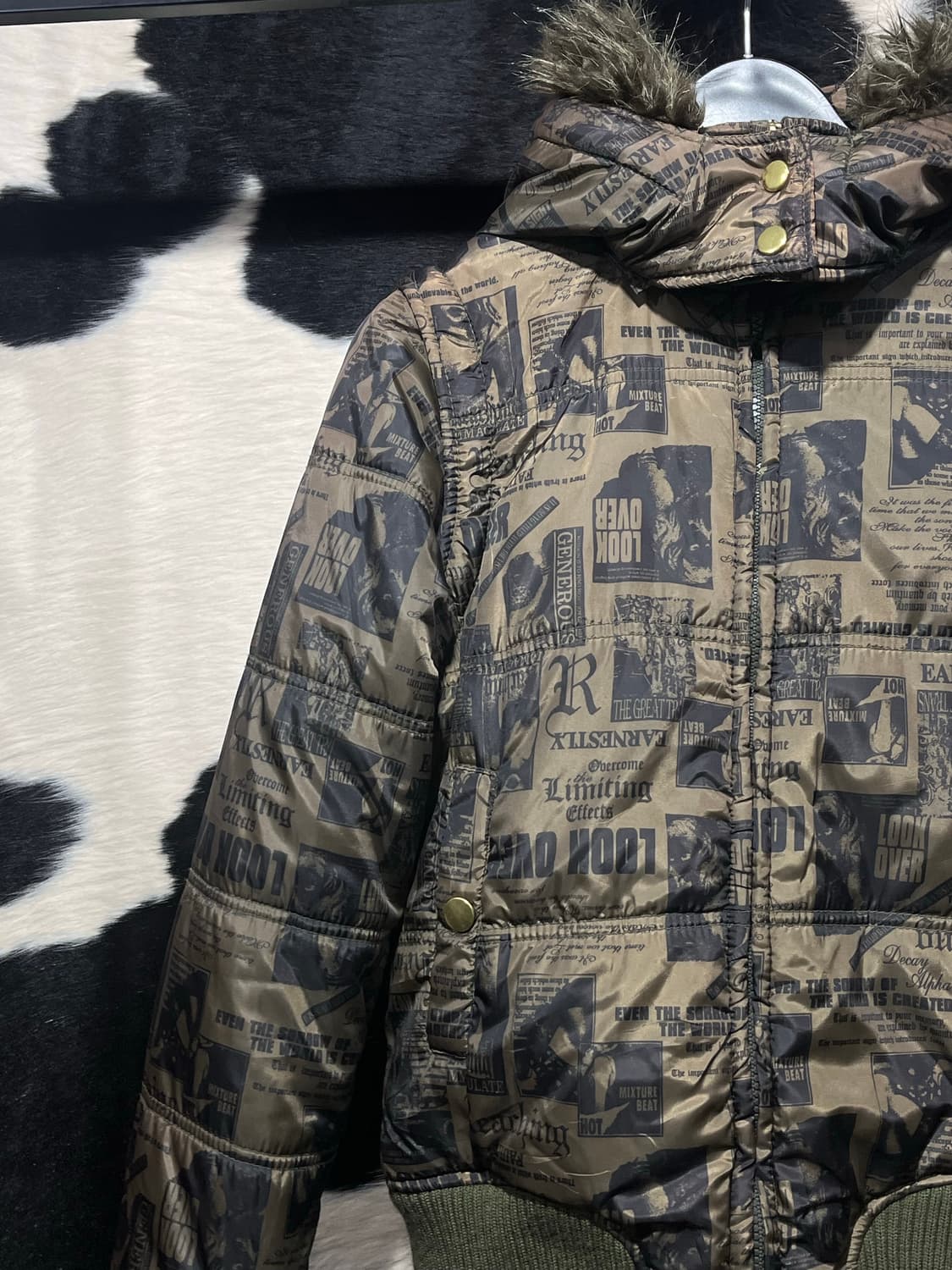 퍼 후드 투웨이 프린팅 패딩 상품이미지5