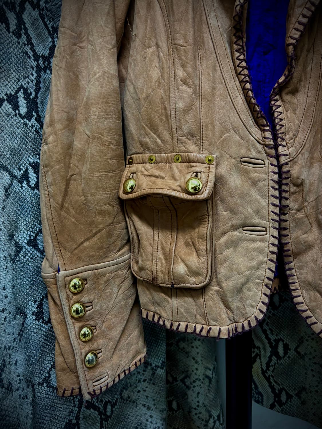 00’s Pinterest Western Cow Leather Gold  상품이미지7